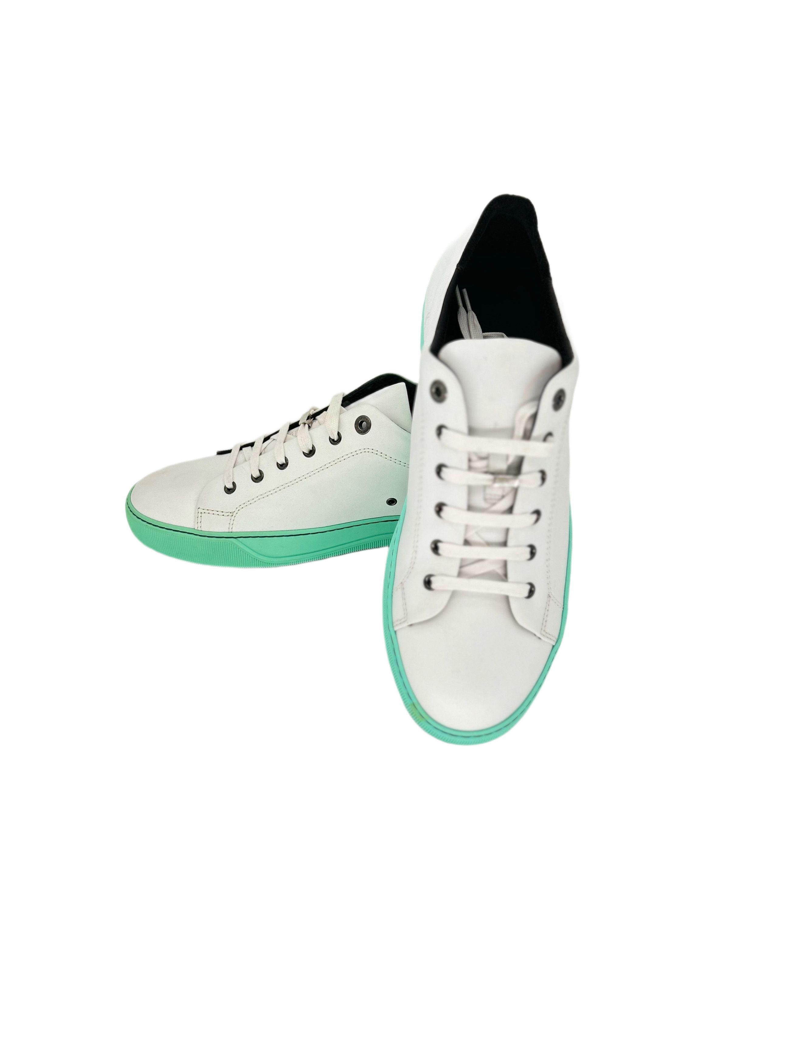 Lanvin White Leather Trainers with Mint Green Sole Size US 9 / EU 42 - 3 Thumbnail