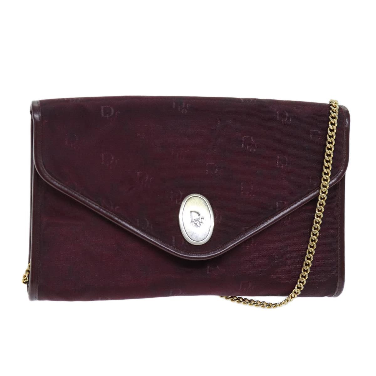 DIOR Chain Shoulder Bag Nylon Red