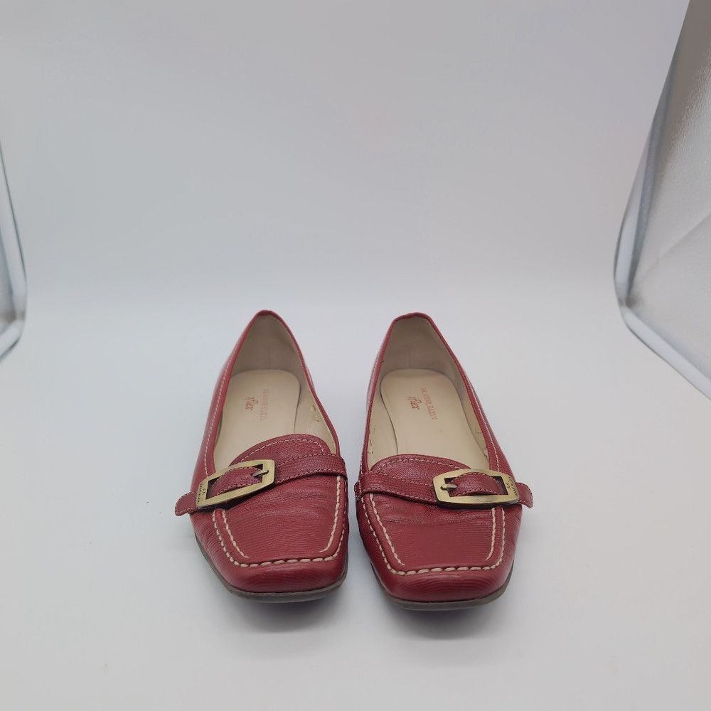 Anne Klein Elegant Red Leather Loafers with Buckle Detail Anne Klein Size US 8.5 / IT 38.5 - 2 Thumbnail