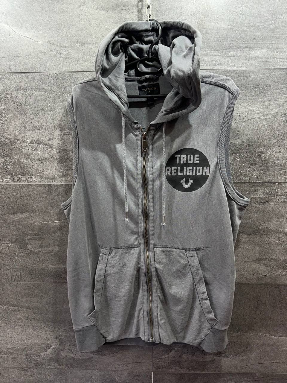Streetwear True Religion Vintage TRUE RELIGION Terry Sleeveless Hoodie Pavement Vest Jacket Grailed