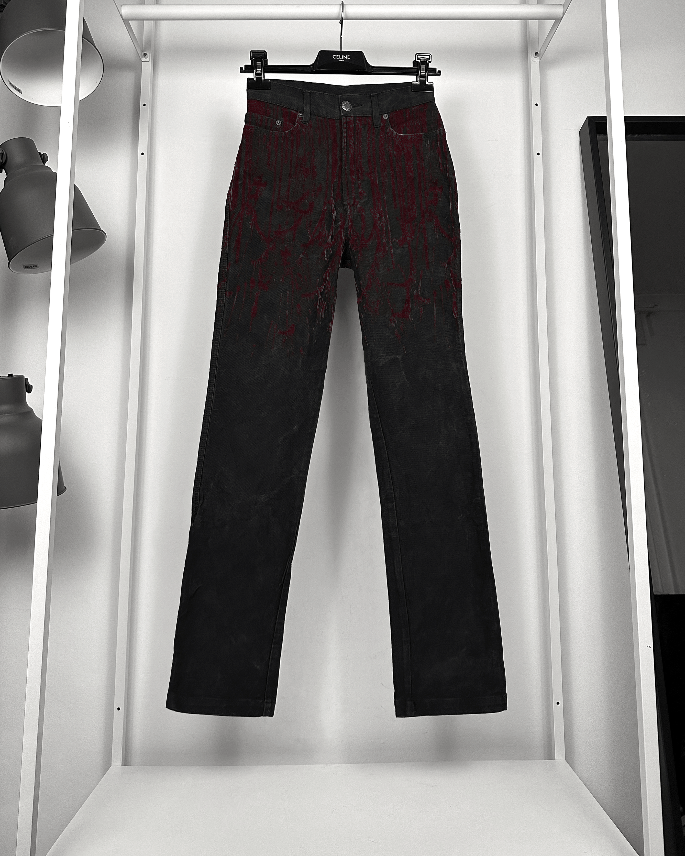 Jean Paul Gaultier Jean Paul Gaultier Velour Blood Drip Jeans Size US 27 - 1 Thumbnail