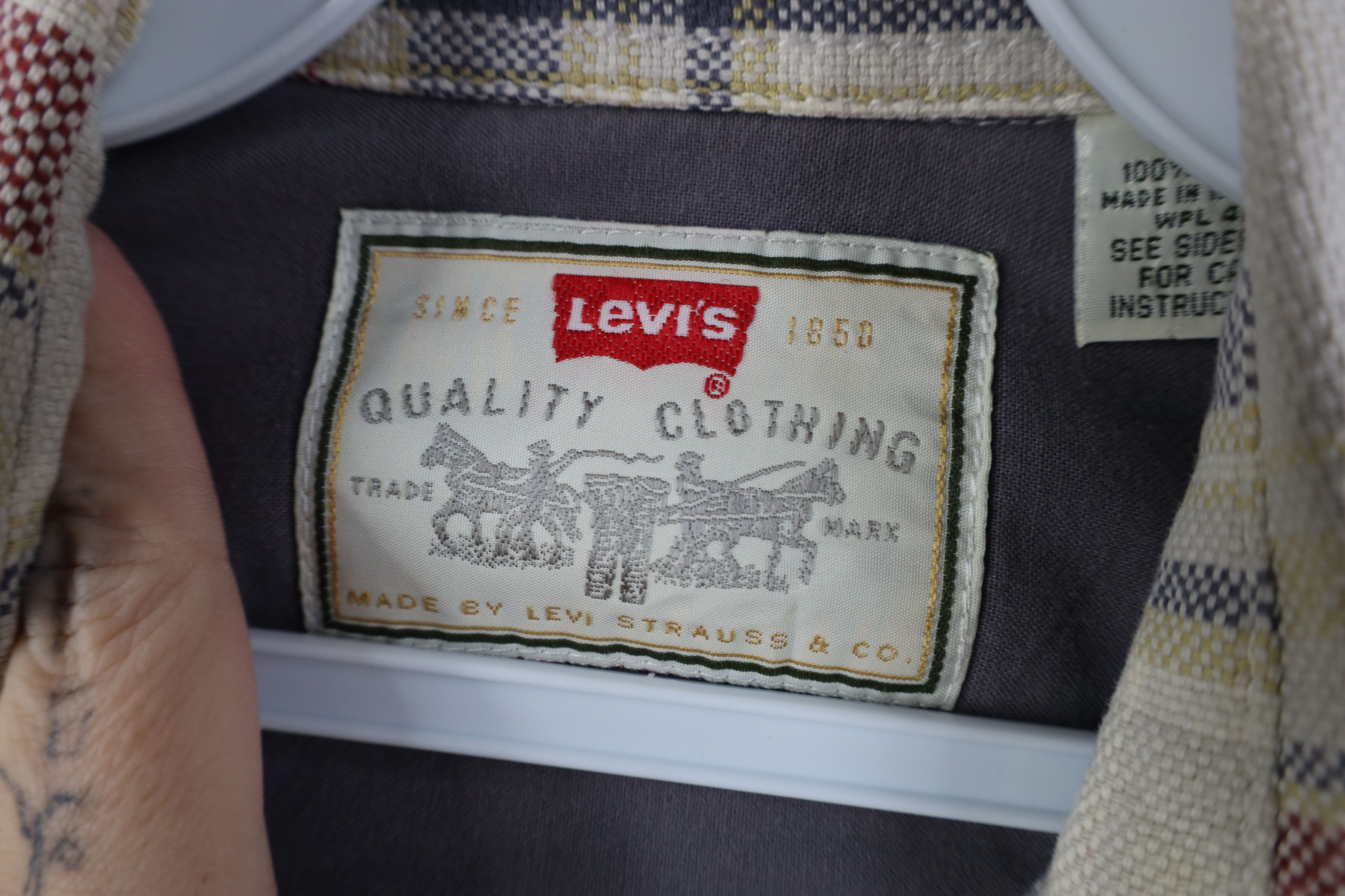 Levi's Vintage 90s Levis Knit Burlap Collared Button Shirt Plaid Size US M / EU 48-50 / 2 - 9 Thumbnail