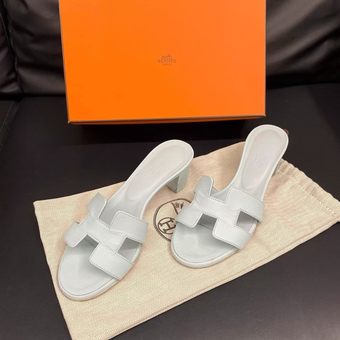 Hermes Hermes Classic H Heel Sandal Light Blue 37 EU Size US 6.5 / IT 36.5 - 2 Thumbnail