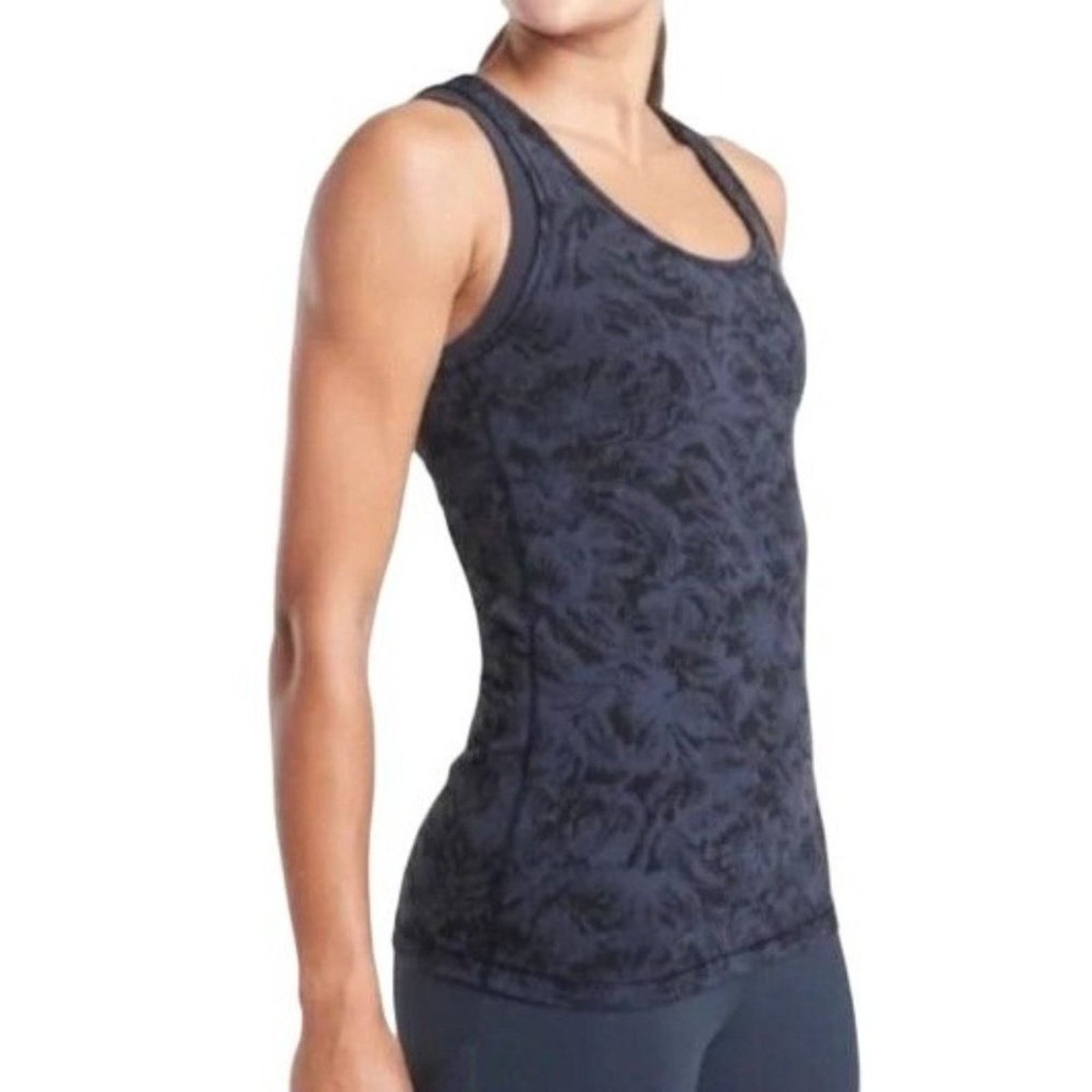 Athleta Athleta Scoop Tank Texture Blue Black Womens Xsmall Workout Size XS / US 0-2 / IT 36-38 - 7 Thumbnail