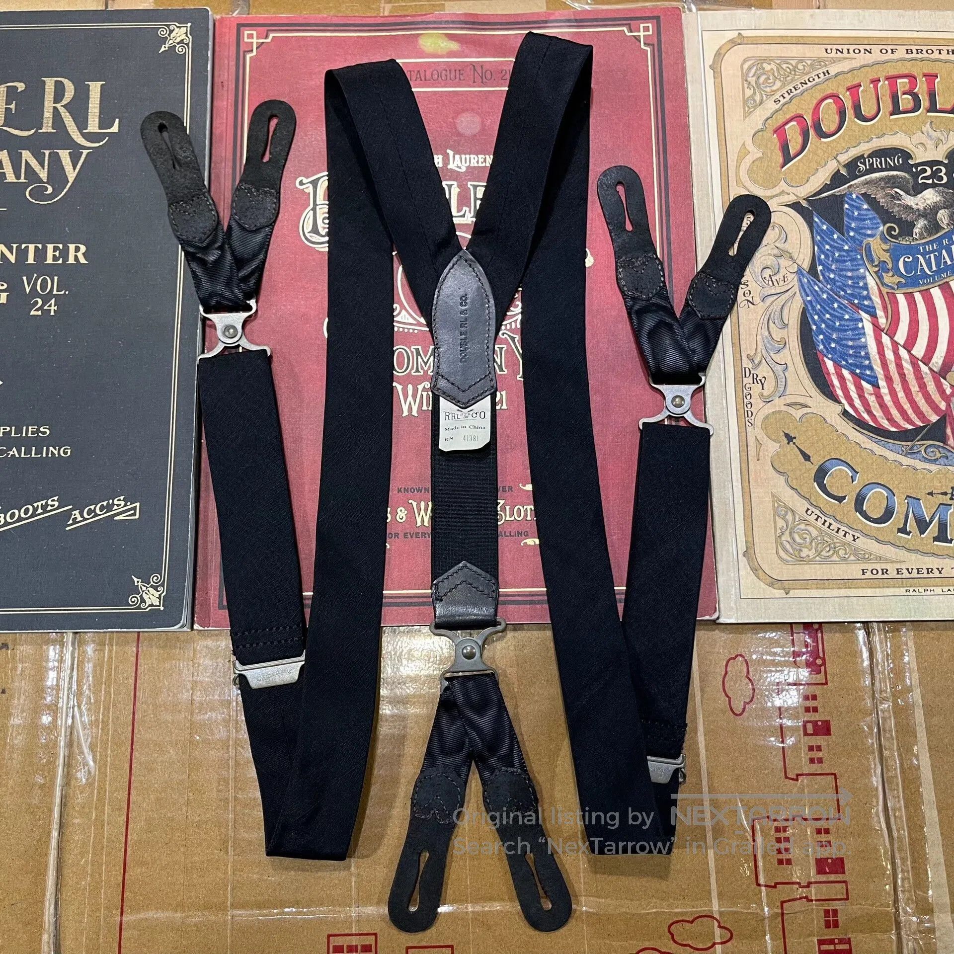 RRL Ralph Lauren black double rl suspender straps. Size ONE SIZE - 2 Thumbnail