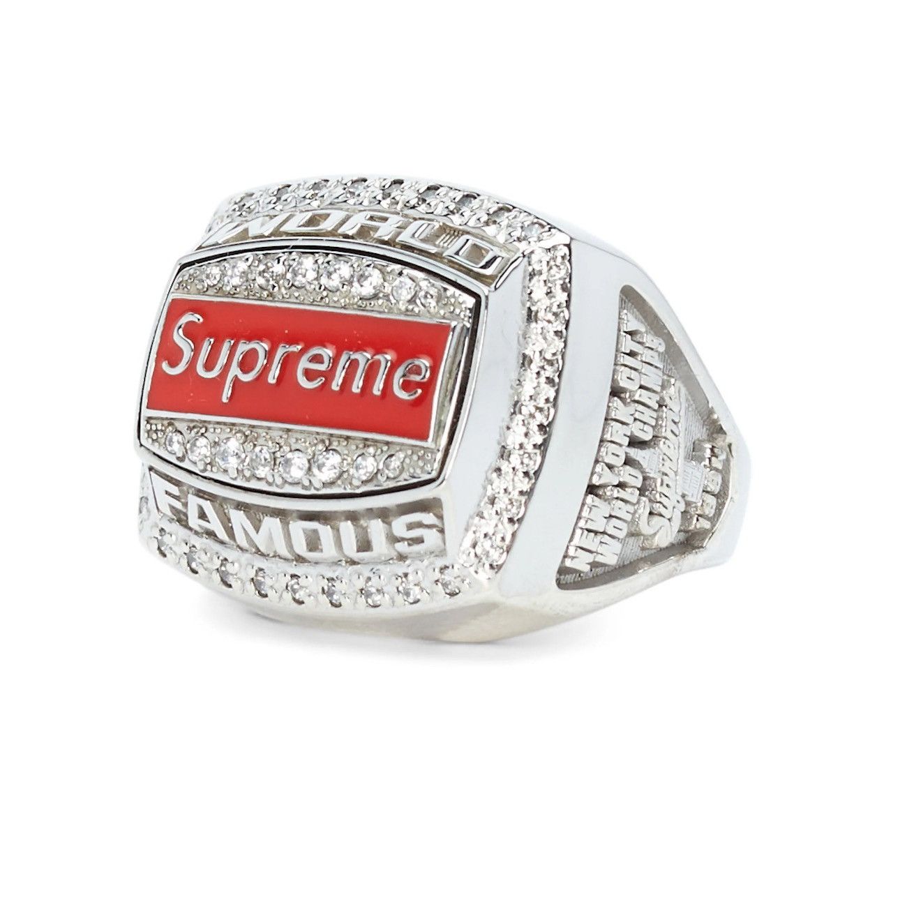 image of Supreme Jostens World Famous Champion Ring Size 8.5 in Silver, Men's