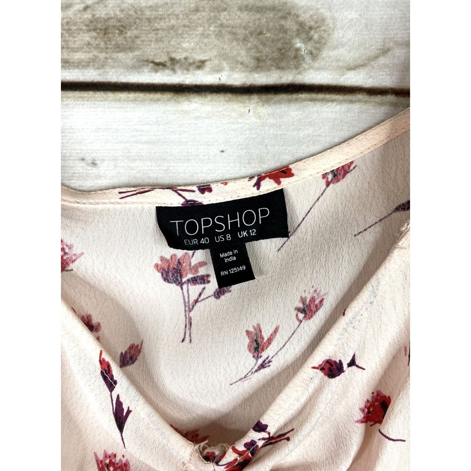 Topshop VINTAGE NOT APPLICABLE Topshop Dress Womens 8 Pink Floral 3/4 Sleeve Maxi High Low Viscose Ruched Shirts? Size M / US 6-8 / IT 42-44 - 3 Thumbnail