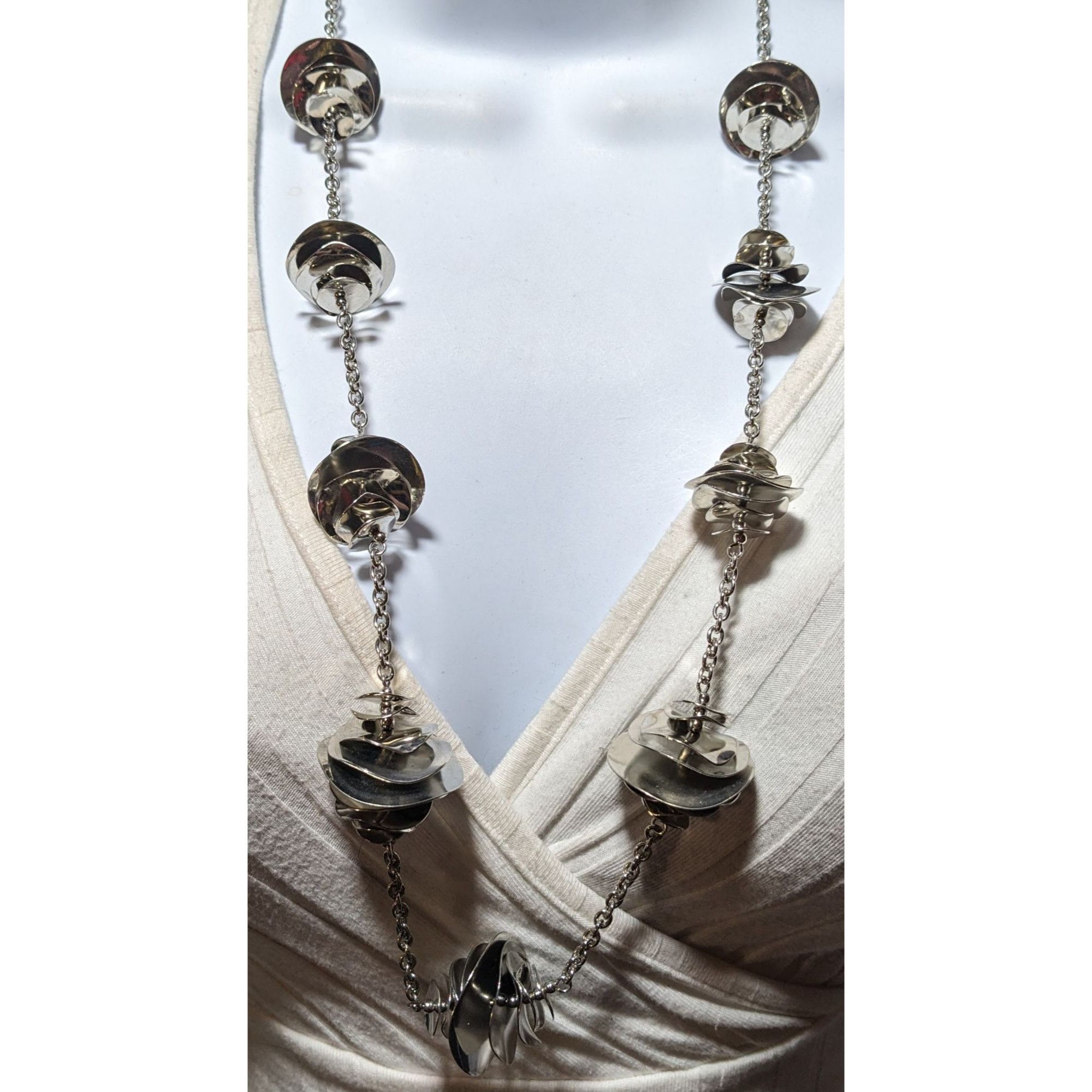 Other Abstract Silver Floral Chime Disc Necklace Size ONE SIZE - 6 Thumbnail
