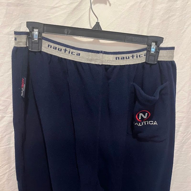 Nautica × Vintage NWT VTG Y2K Nautica Sleepwear Pants Logo Navy Fleece Mens Size US 36 / EU 52 - 6 Thumbnail