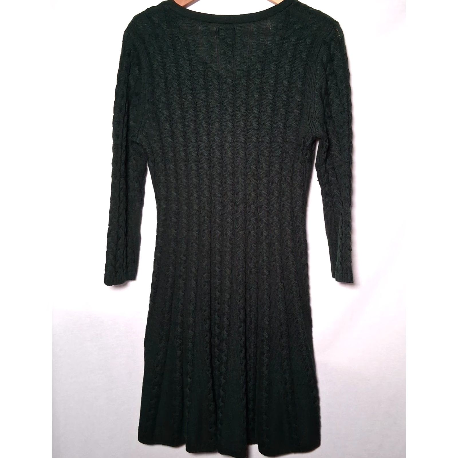 Vintage JH Jessica Howard Dress Large Hunter Green Cable Knit Long Sleeve Party Size L / US 10 / IT 46 - 2 Thumbnail