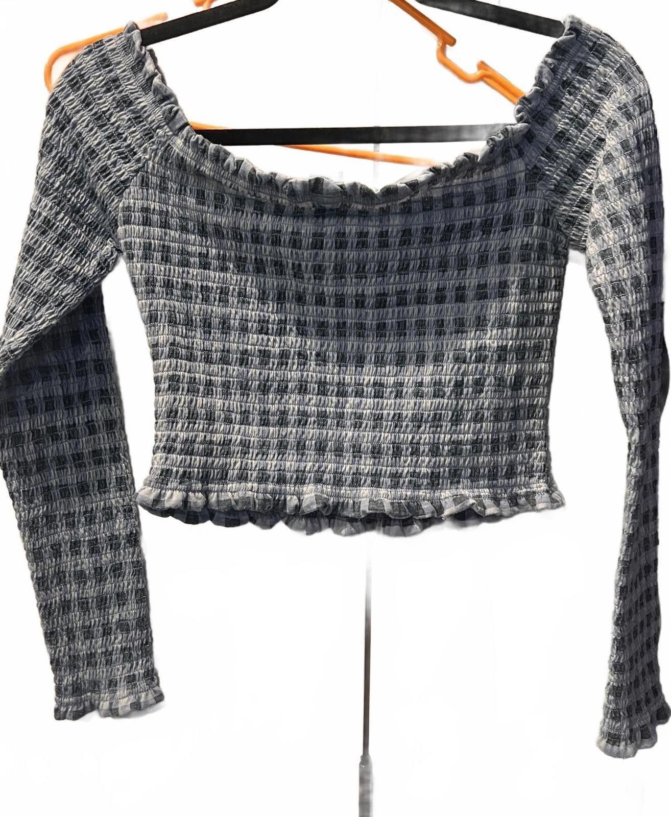Other Wild Fable Women's Long Sleeve Smocked Crop Top - Size Small Size S / US 4 / IT 40 - 2 Thumbnail