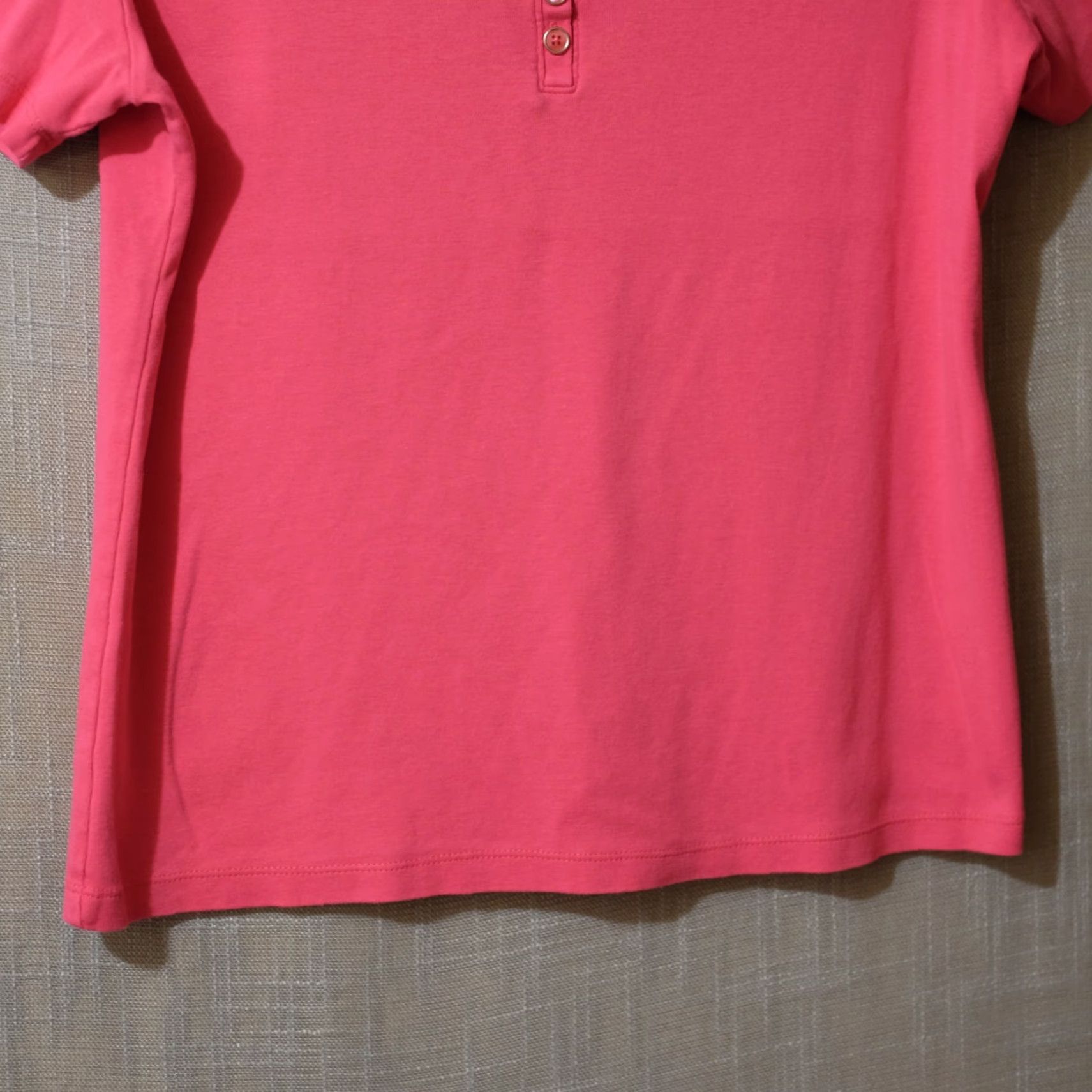 Vintage Karen Scott Blouse Short Sleeve Henley Neck Womens Pink MEGENTA PL #A7-10 Size L / US 10 / IT 46 - 4 Thumbnail
