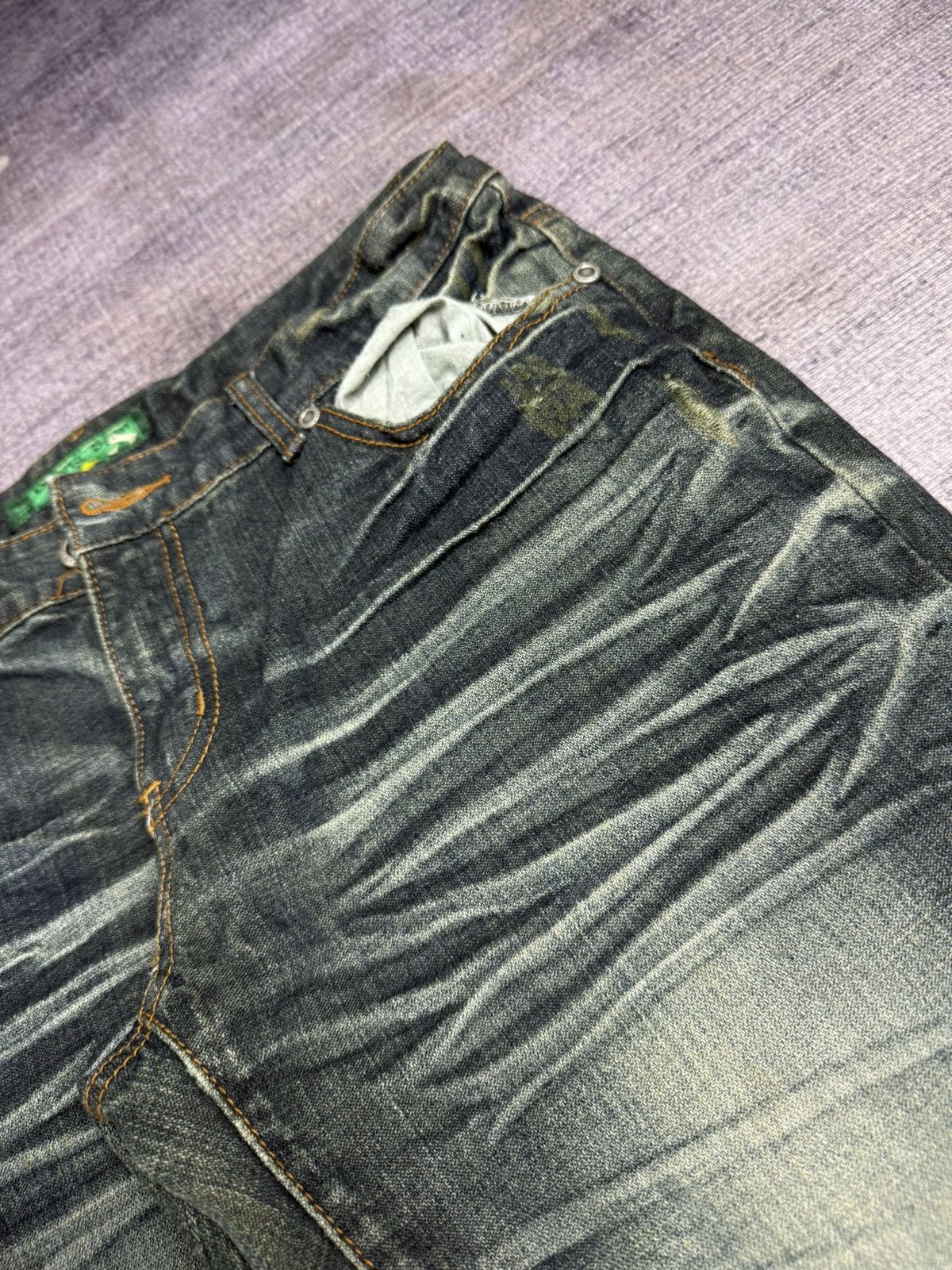 Tornado Mart DDONG SSAN TORNADO STYLE DENIM BUKAN PANTS Size US 35 - 6 Thumbnail