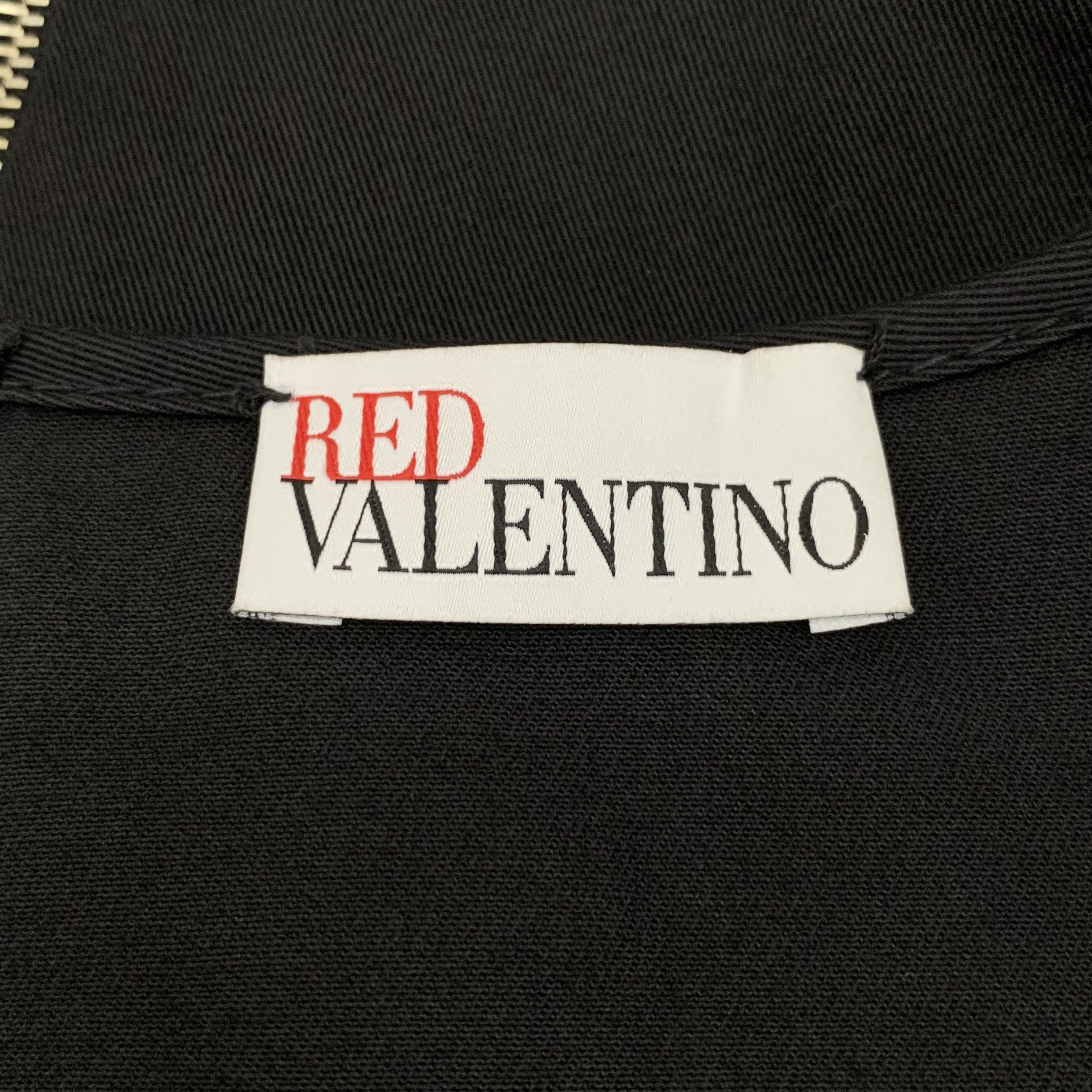 RED Valentino Red Valentino Black Lace-Trimmed Cotton Zip Dress (M) Size M / US 6-8 / IT 42-44 - 2 Thumbnail