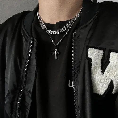 Jewelry Double Layer Chain Cross Necklace Size ONE SIZE - 3 Thumbnail