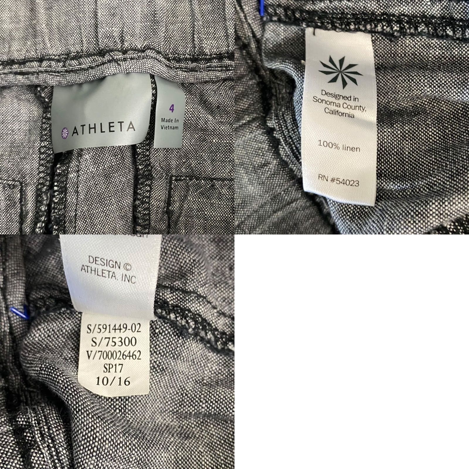Athleta Athleta Linen Ankle Pant Gray Women's Size 4 Drawstring Cropped Casual Comfort Size 27" / US 4 / IT 40 - 8 Thumbnail