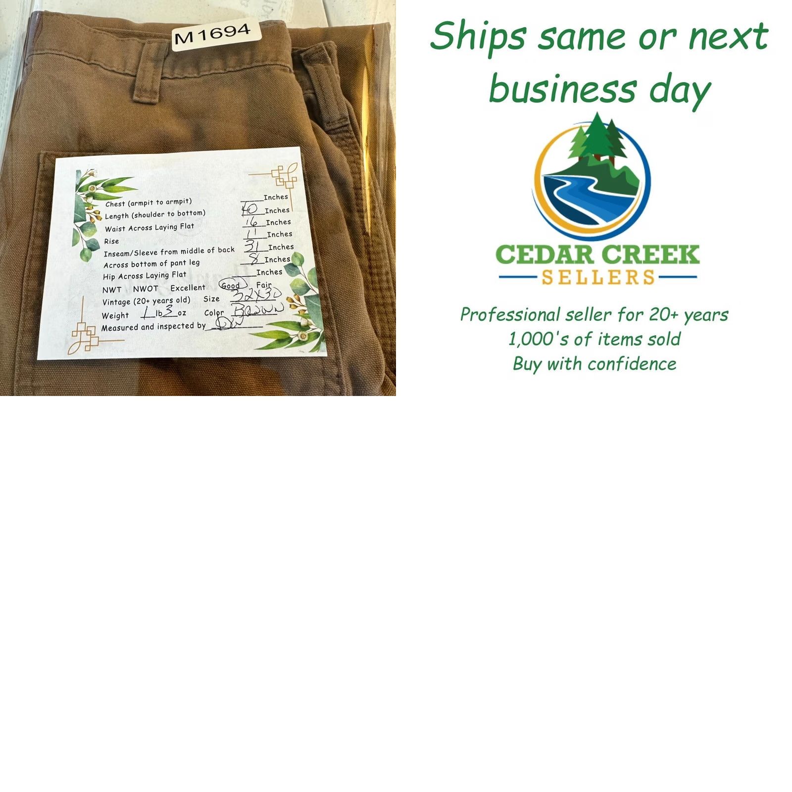 Carhartt Carhartt Men Pants Carpenter 32x30 Brown Mid-Rise Dungaree Fit Straight Workwear USA Retro Transportation Size US 32 / EU 48 - 8 Thumbnail
