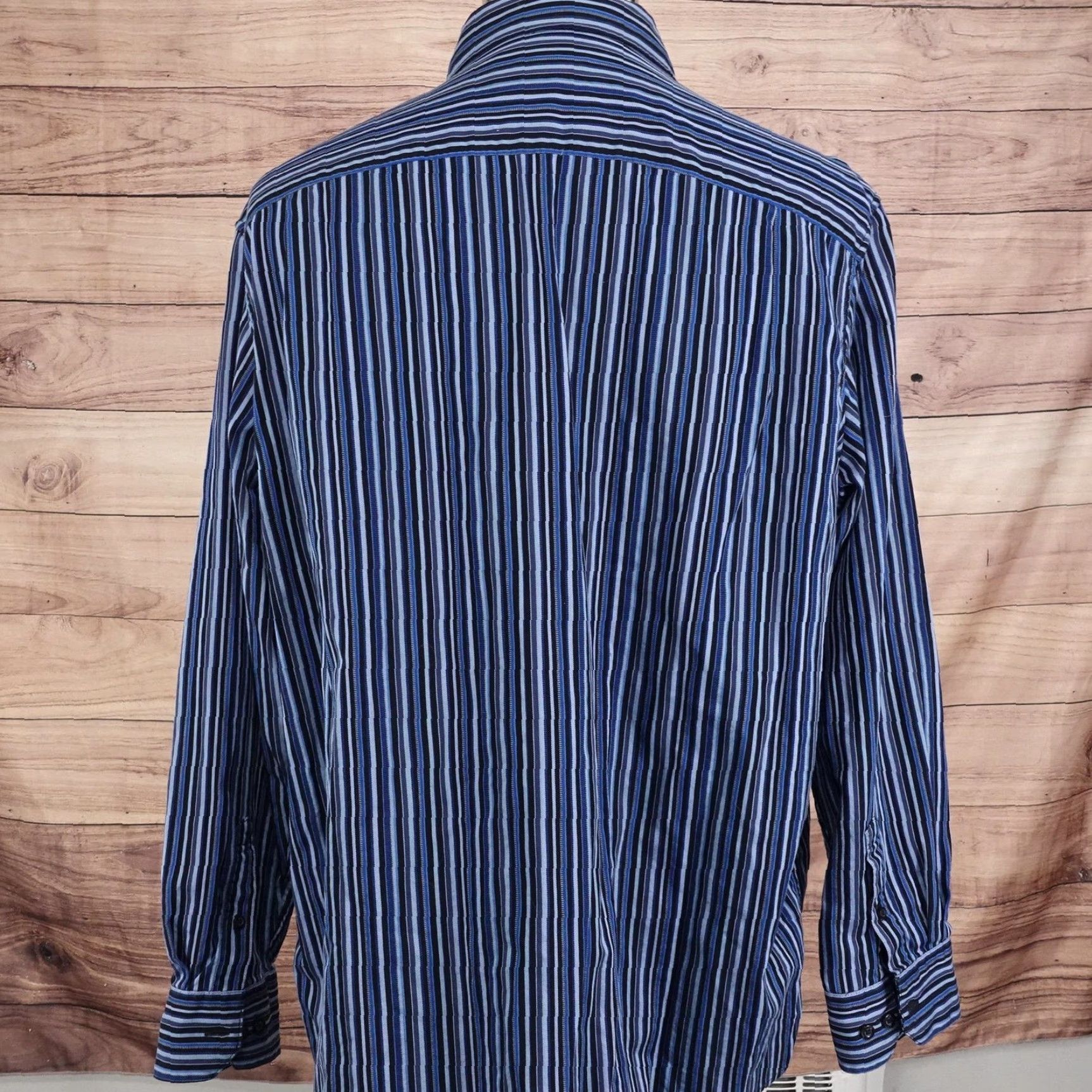 Liz Claiborne Claiborne Shirt Mens XL Blue Black Stripe Button Front Long Sleeve Casual Size US XL / EU 56 / 4 - 4 Thumbnail