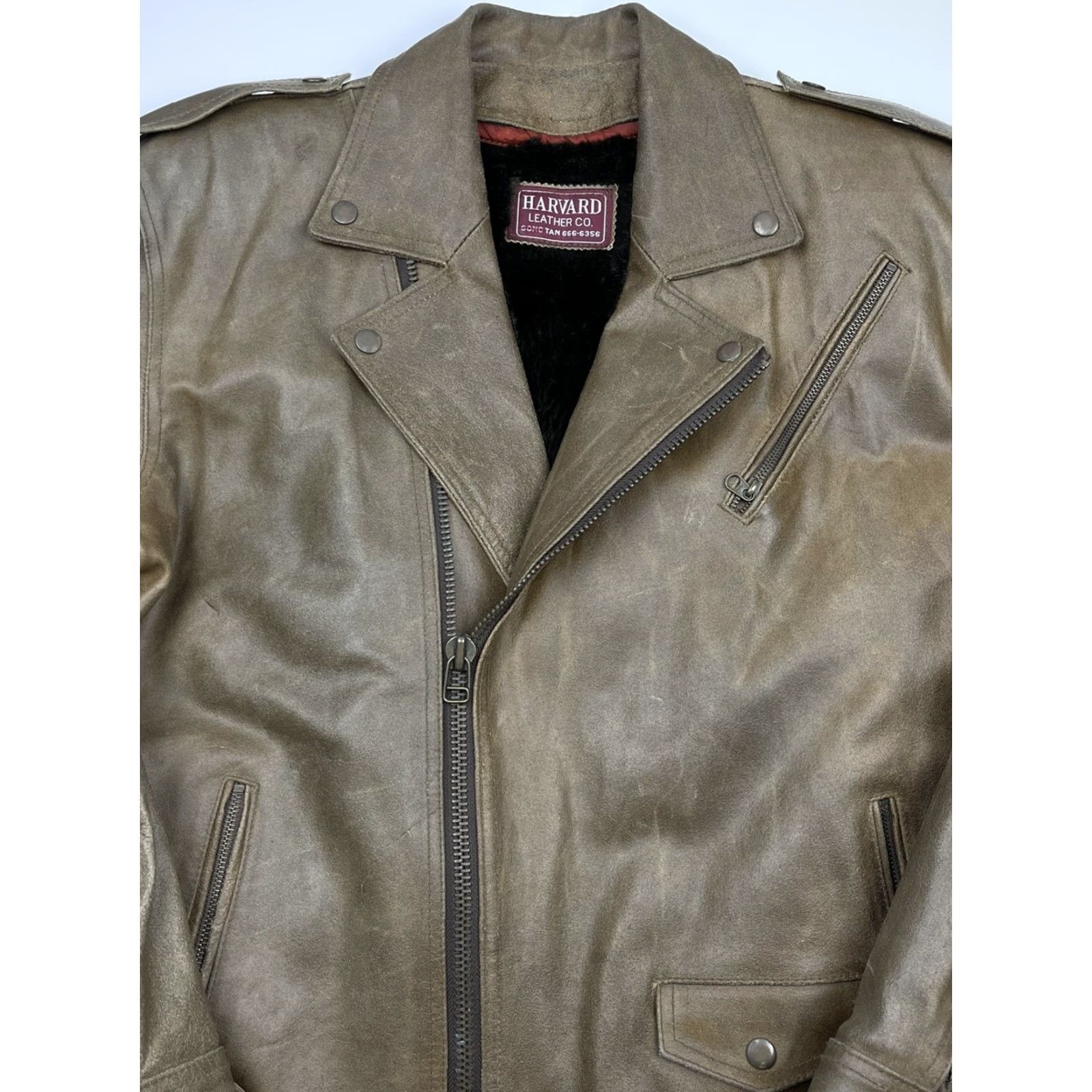 Vintage Harvard Leather Co. Leather Motorcycle Jacket Mens XL Cafe Zip Padded Riding Side Zip Lined Soft Size US XL / EU 56 / 4 - 2 Thumbnail