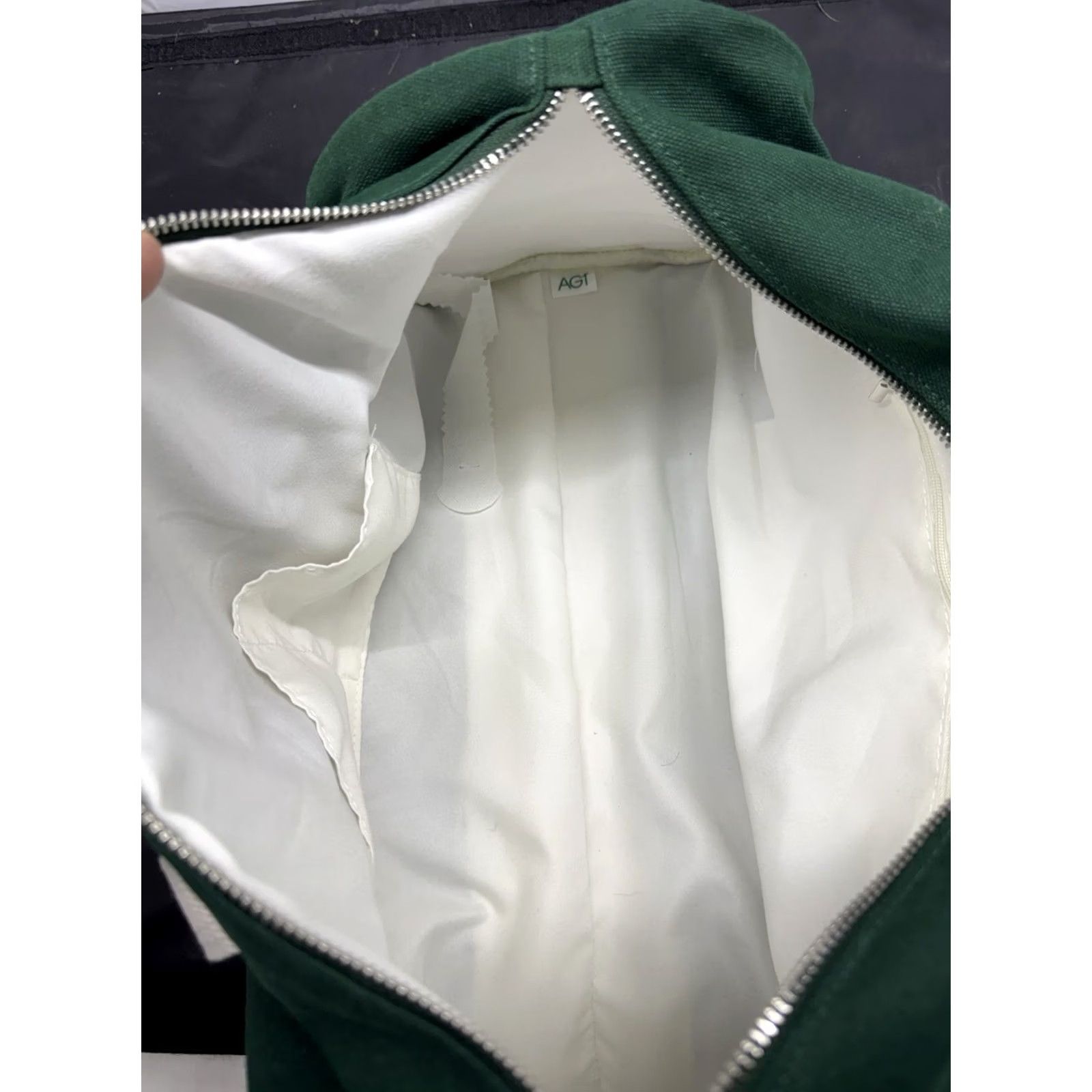 Vintage AG1 Duffle Bag Unisex Green Canvas White Handles Accents Adjustable Strap NWOT Size ONE SIZE - 2 Thumbnail
