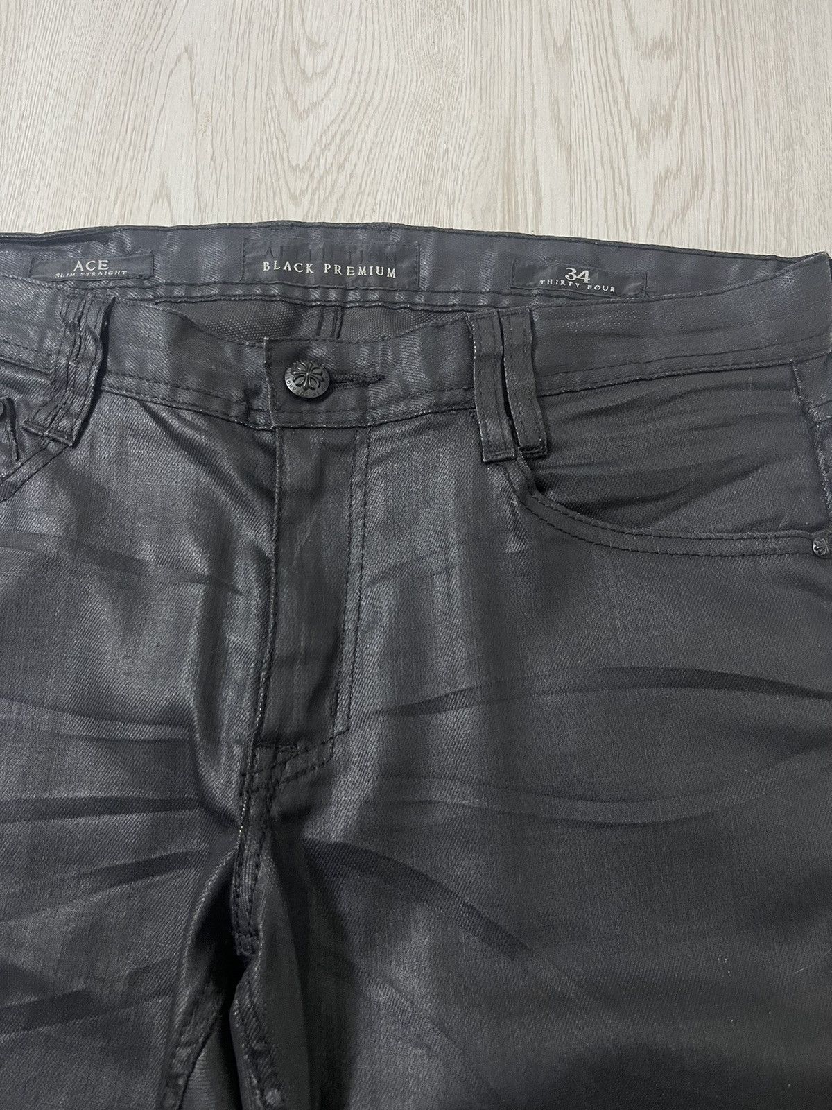 Affliction Need Gone💥Y2K Affliction Super Black Coated Jeans Size US 34 / EU 50 - 3 Thumbnail