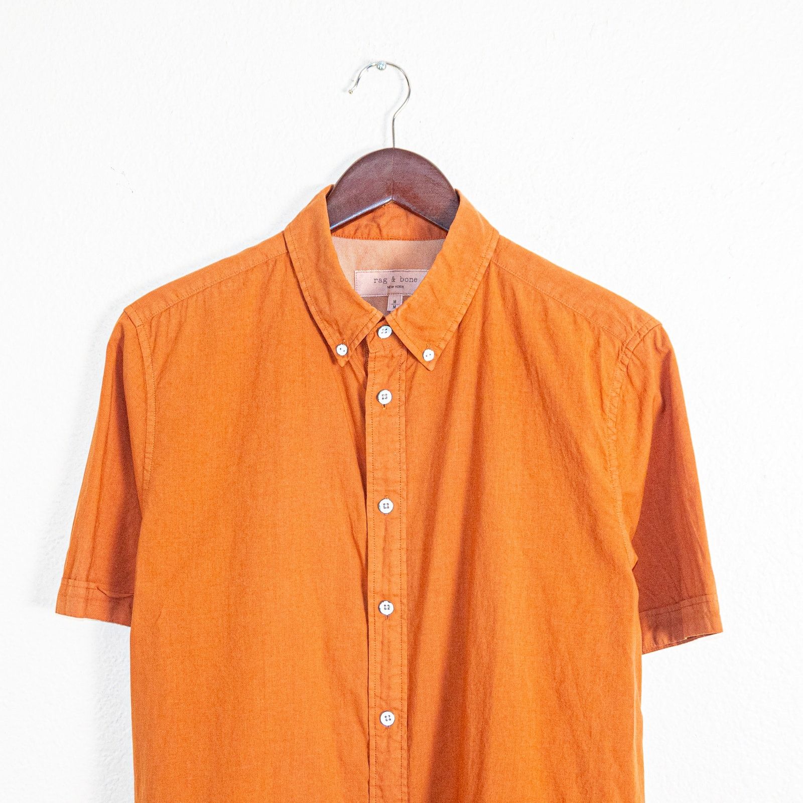 Rag & Bone Rag & Bone NY Medium Short Sleeve Button down Shirt Orange Size US M / EU 48-50 / 2 - 2 Thumbnail