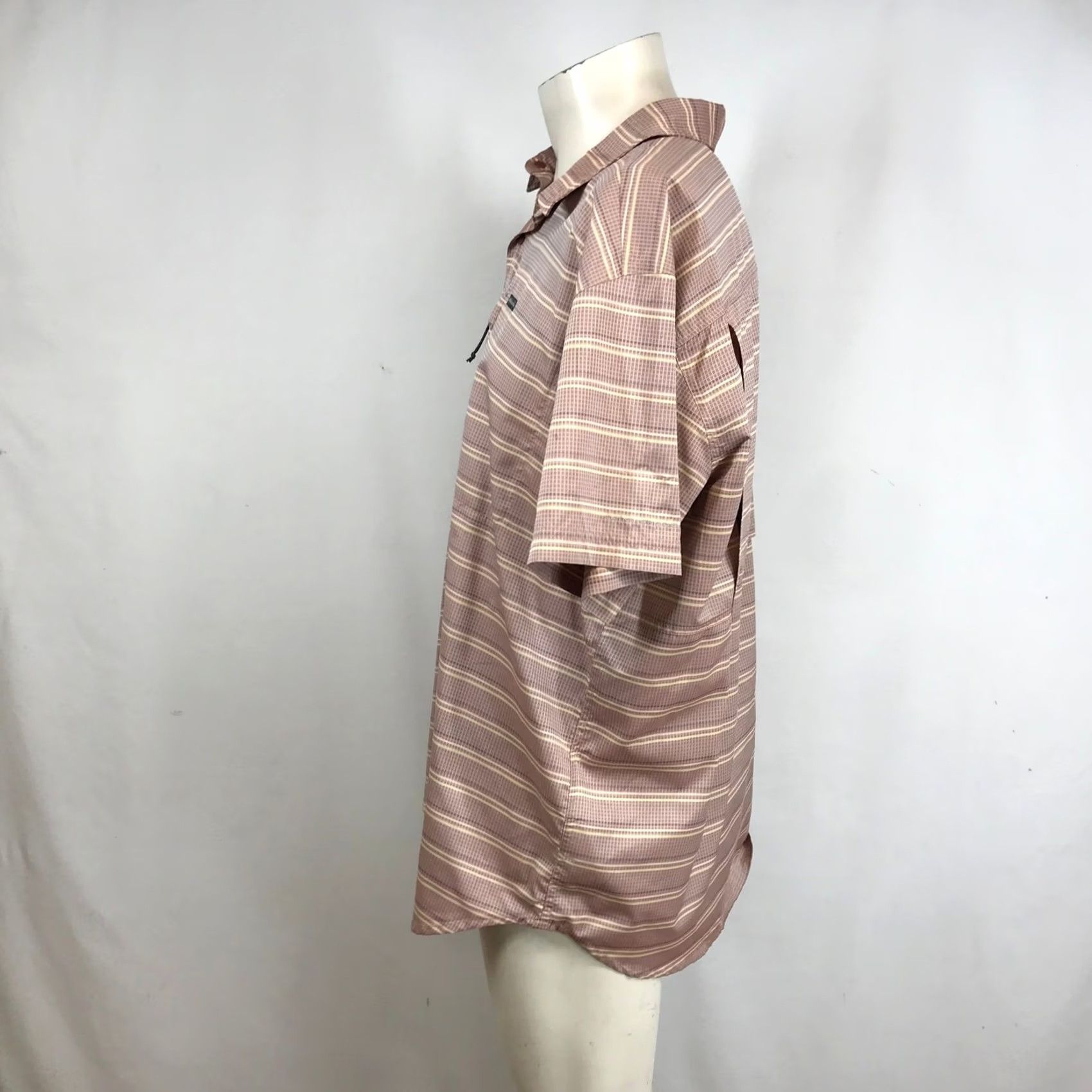 Vintage Columbia Mens XL Short Sleeve Button Up Shirt Brown Striped Outdoor Size US XL / EU 56 / 4 - 6 Thumbnail