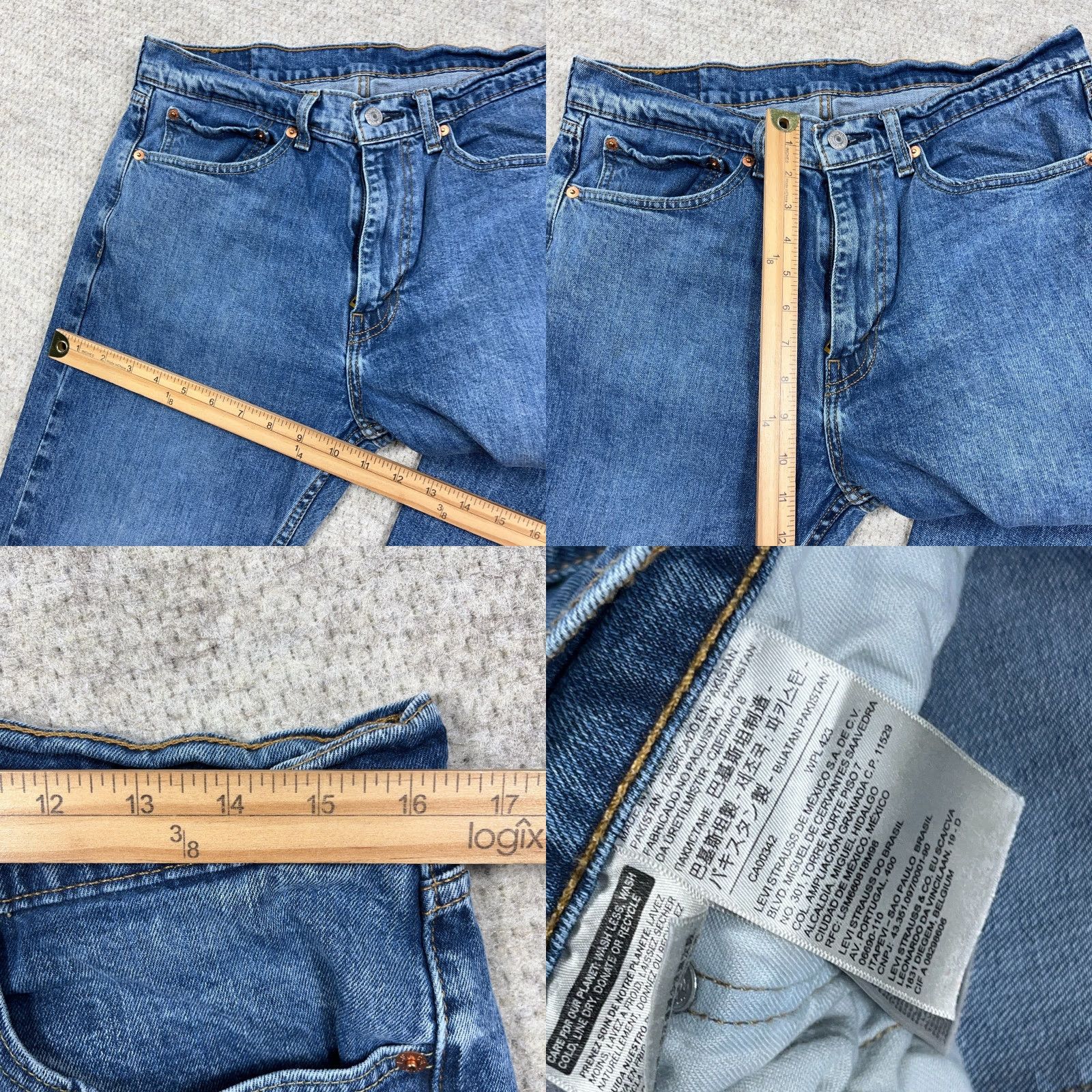 Levi's Levi's 505 Jeans Mens 34x30 Regular Straight Denim Blue Medium Wash 5-Pocket Zip Button Logo Regular Fit A29 Size US 38 / EU 54 - 8 Thumbnail