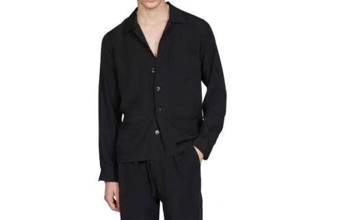 Tom Ford o1sm1stk0725 Camp Collar Fluid Shirt in Black Size US M / EU 48-50 / 2 - 1 Preview