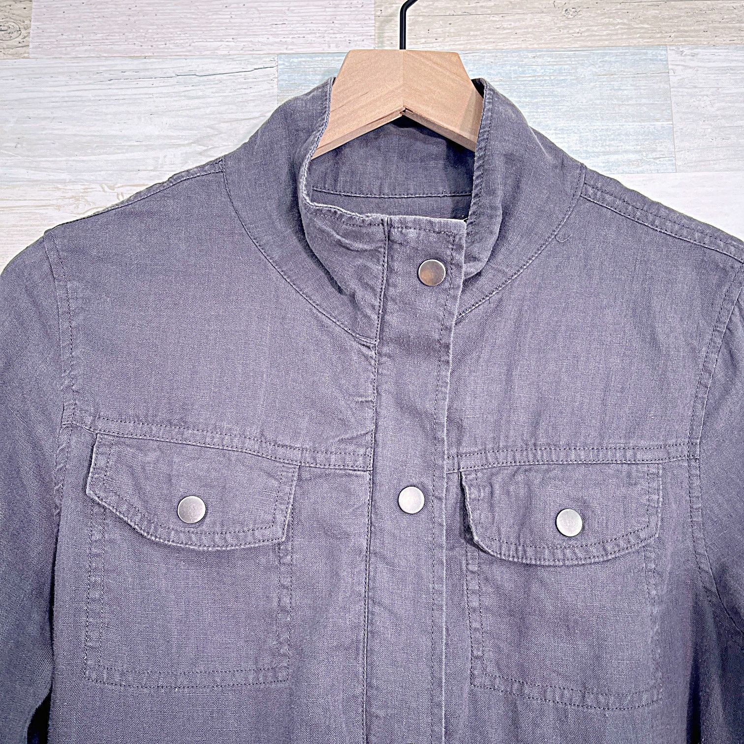 Other Artisan NY 100% Linen Utility Jacket Gray Womens Medium Size M / US 6-8 / IT 42-44 - 2 Thumbnail