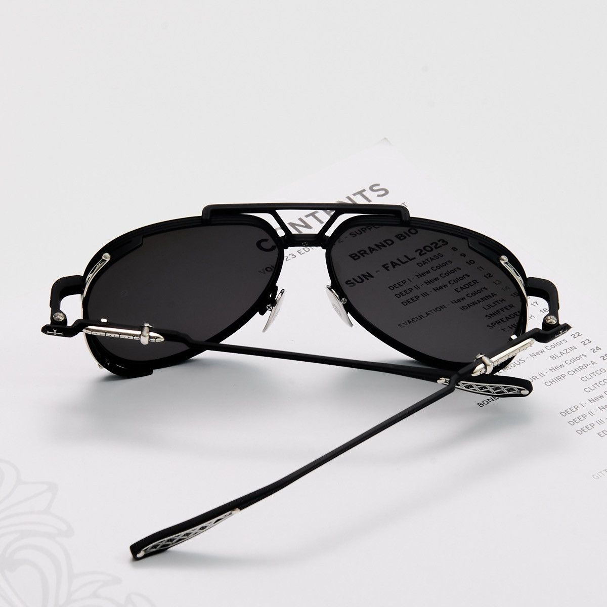 Chrome Hearts CHROME HEARTS BOXEDEN MATTE BLACK/ SHINY SILVER SUNGLASSES Size ONE SIZE - 7 Thumbnail