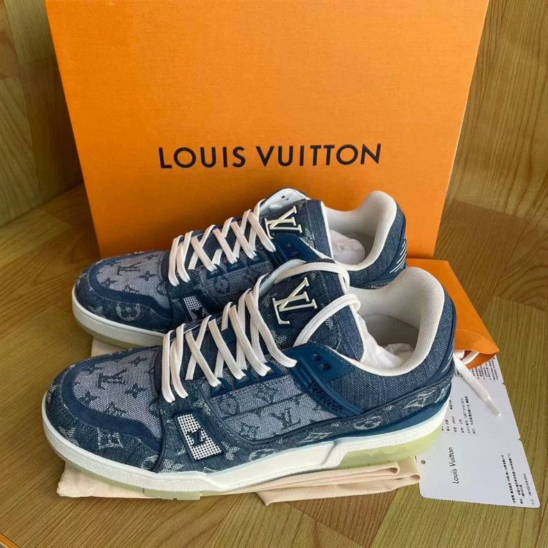 Louis Vuitton Trainer denim fashion board shoes