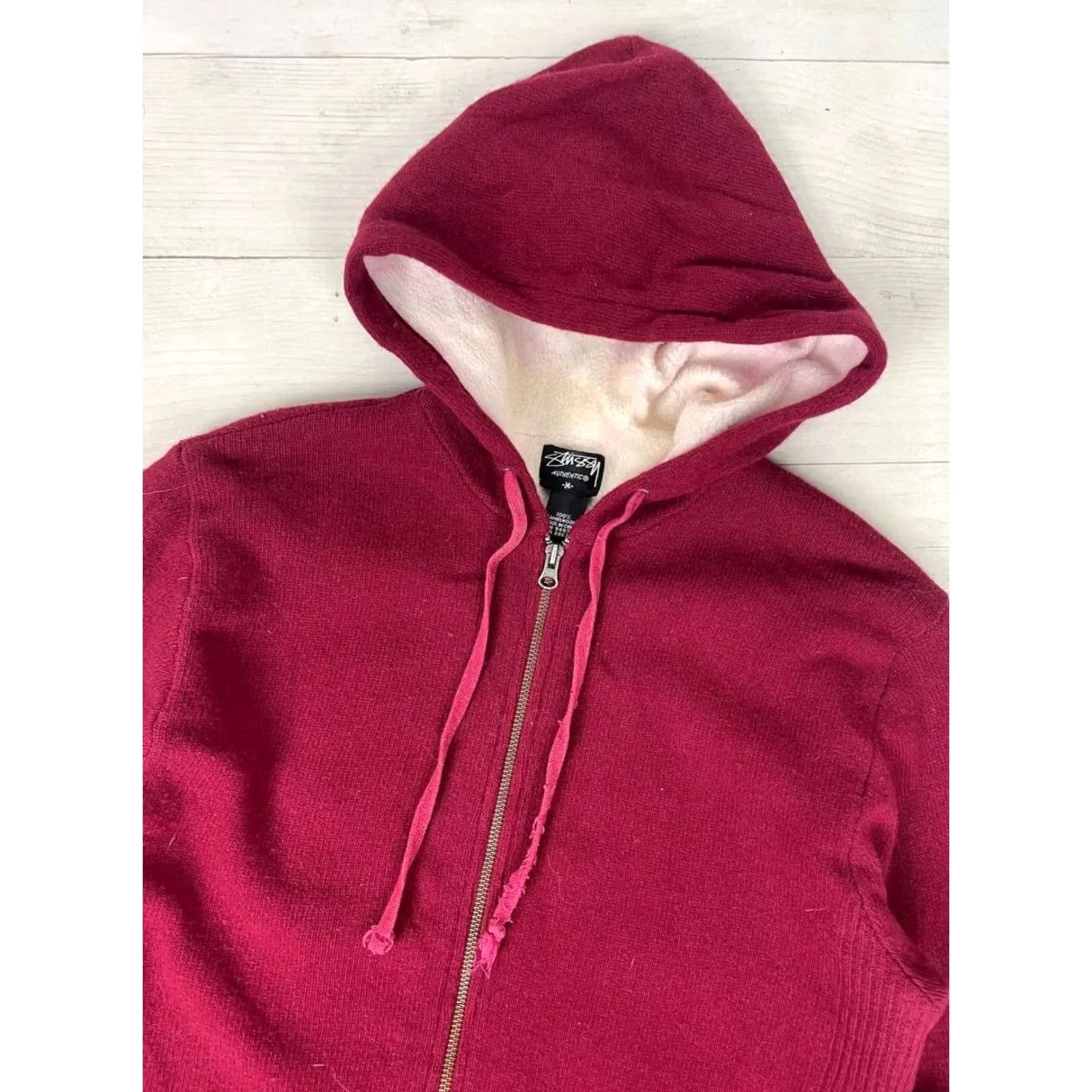 Vintage VINTAGE Stussy Hoodie Sweater Knit Wool Red Men Size M Casual Size US M / EU 48-50 / 2 - 2 Thumbnail