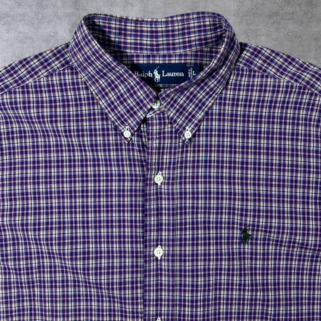 Ralph Lauren Vintage Ralph Lauren Purple Check Long Sleeve Button-Down Shirt Large XL Classic Fit Men’s Button-Up Collared Cotton Shirt Size US L / EU 52-54 / 3 - 4 Thumbnail
