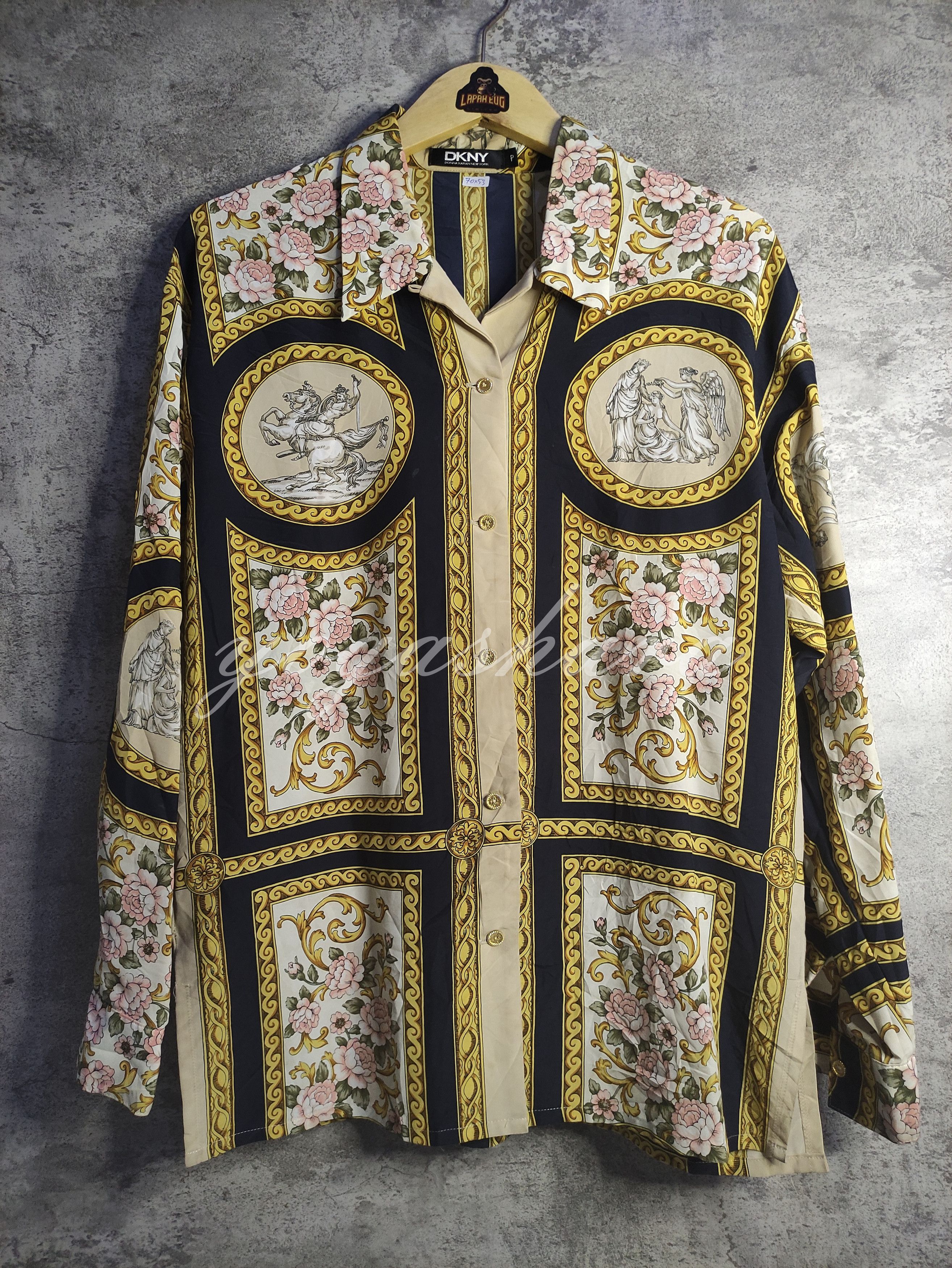 DKNY × Vintage Vintage Luxury - DKNY floral Silk Shirt Size US L / EU 52-54 / 3 - 1 Thumbnail