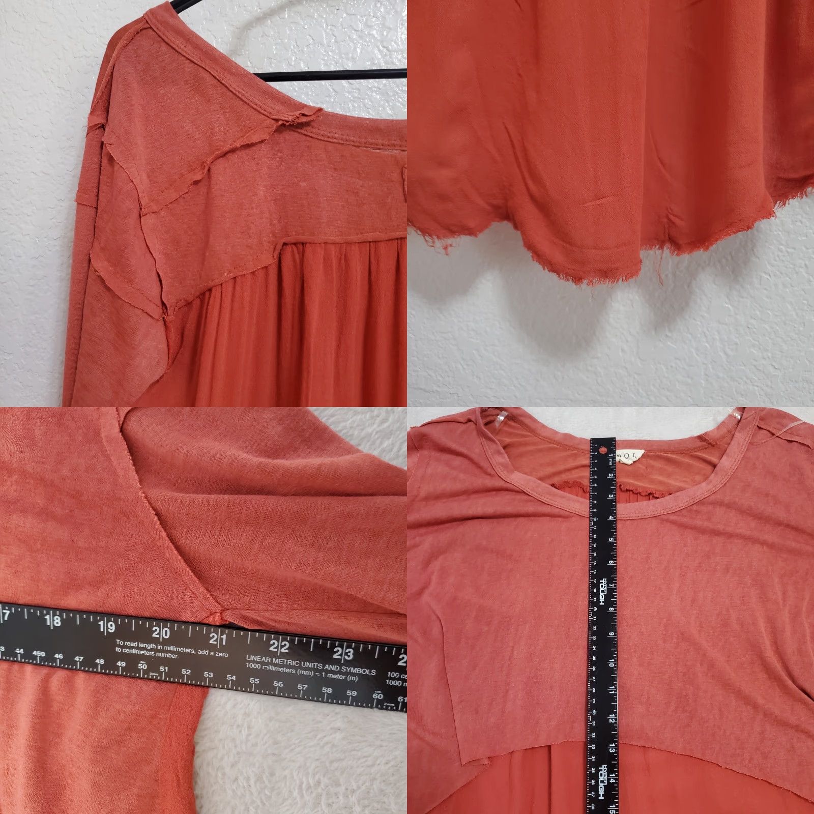 Vintage VINTAGE POL Top Women M Burnt Orange Cropped Long Sleeve Raw Seam Oversized Boho Southwest Casual Shirt Womens Size M / US 6-8 / IT 42-44 - 8 Thumbnail