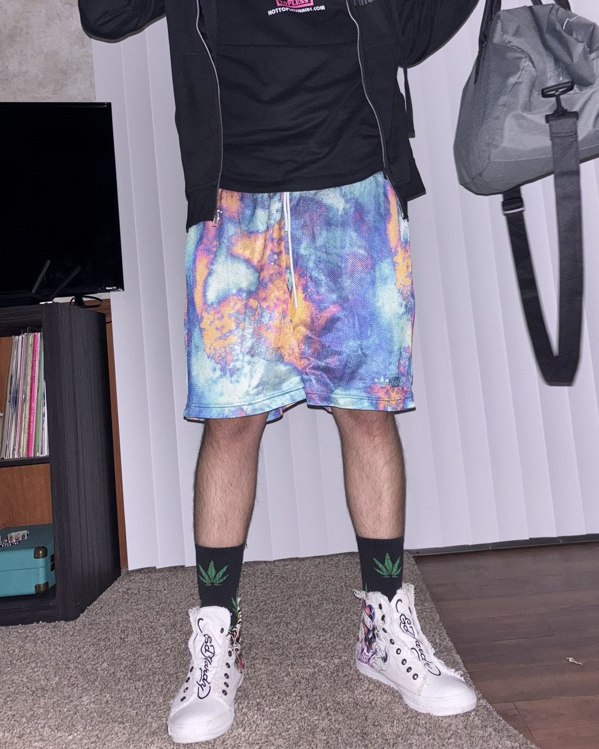 Adidas Adidas Multicolor Galaxy Mesh Shorts XL — Y2K Streetwear Size US 32 / EU 48 - 1 Thumbnail