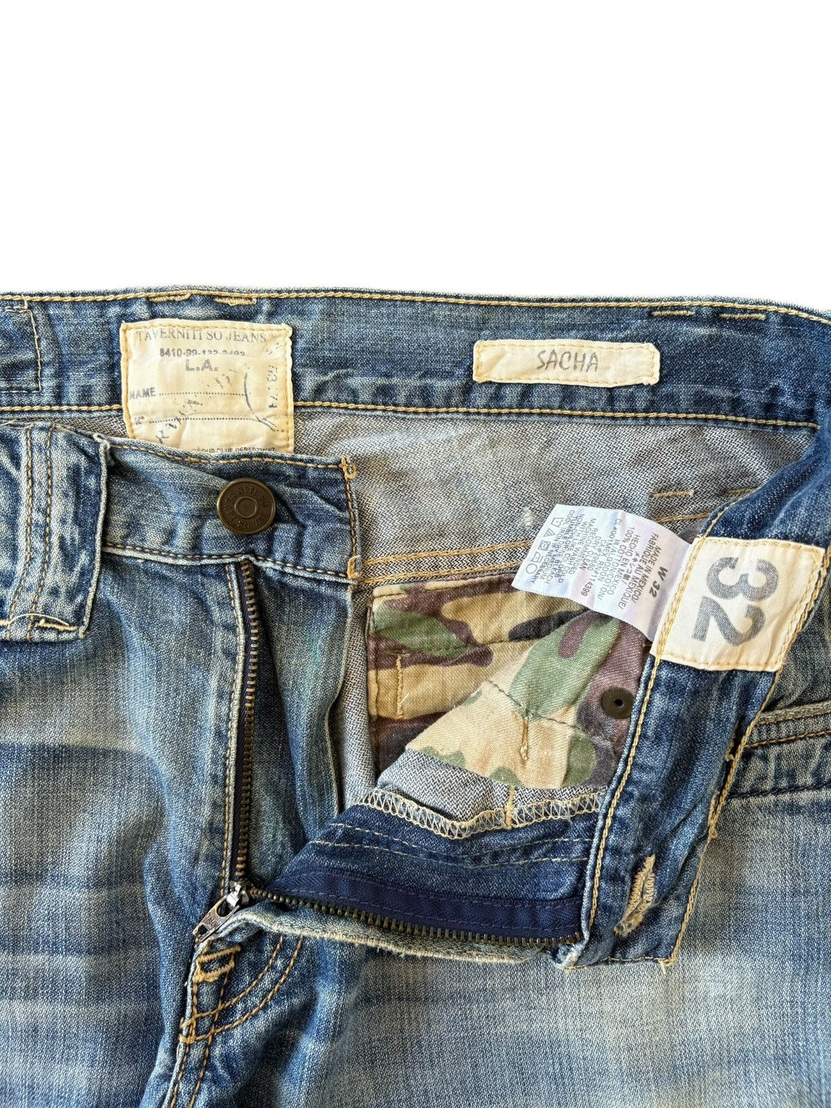 Taverniti Vintage Tavernity Sacha Mud Wash Distress Flare Jeans Size 33" - 5 Thumbnail