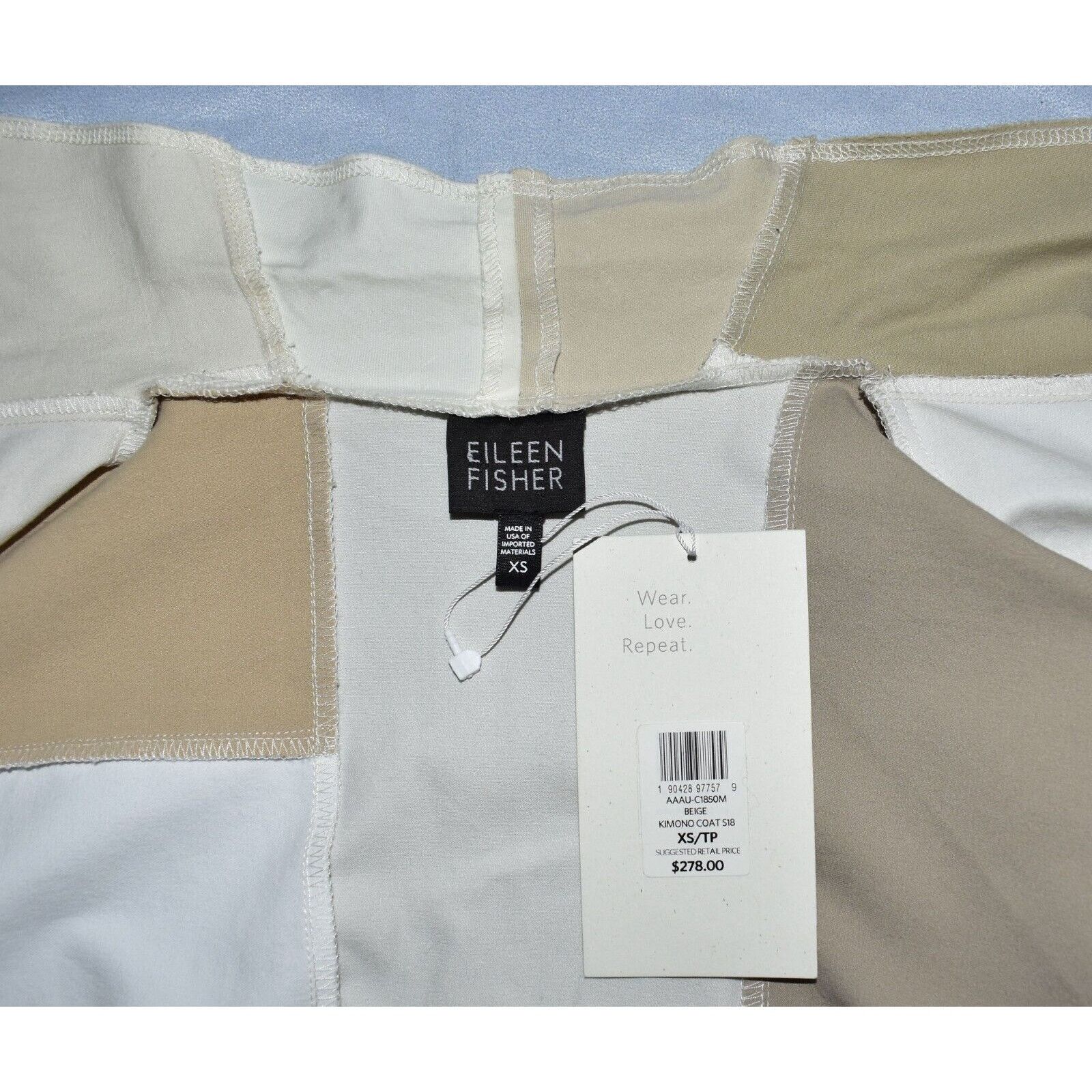 Eileen Fisher NWT EILEEN FISHER Resewn Cotton Blend Kimono Coat Sz XS $278 Size XS / US 0-2 / IT 36-38 - 7 Thumbnail