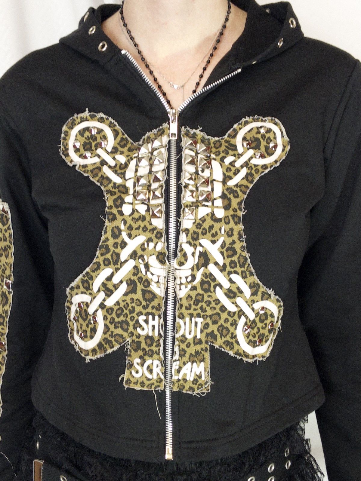 Japanese Brand XS PUNK zip cropped leo hoodie Size S / US 4 / IT 40 - 6 Thumbnail