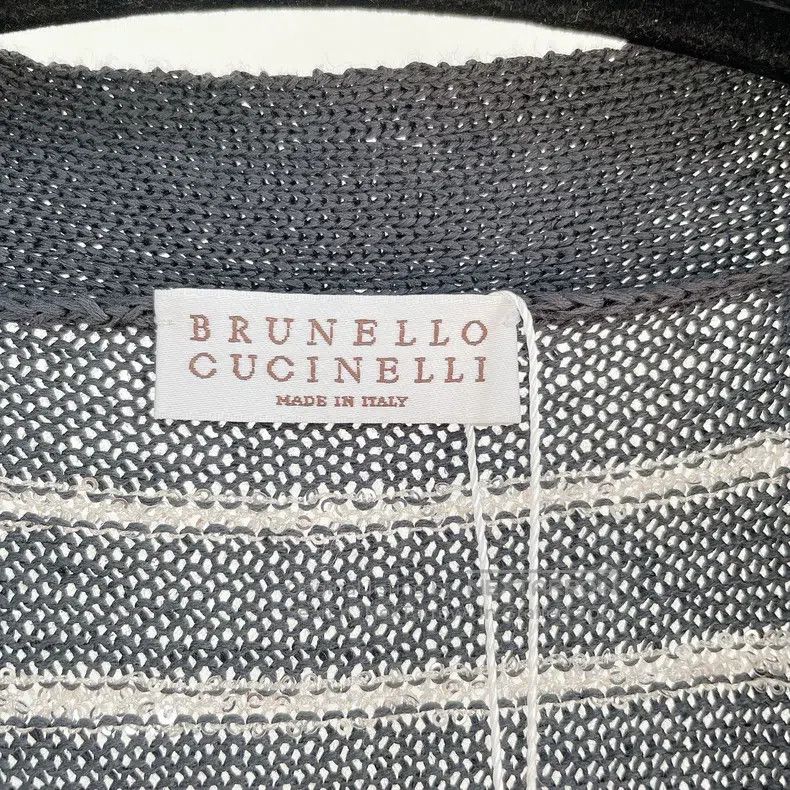 Brunello Cucinelli Brunello Cucinelli Black striped sequin knit cardigan coat Size XS / US 0-2 / IT 36-38 - 7 Thumbnail
