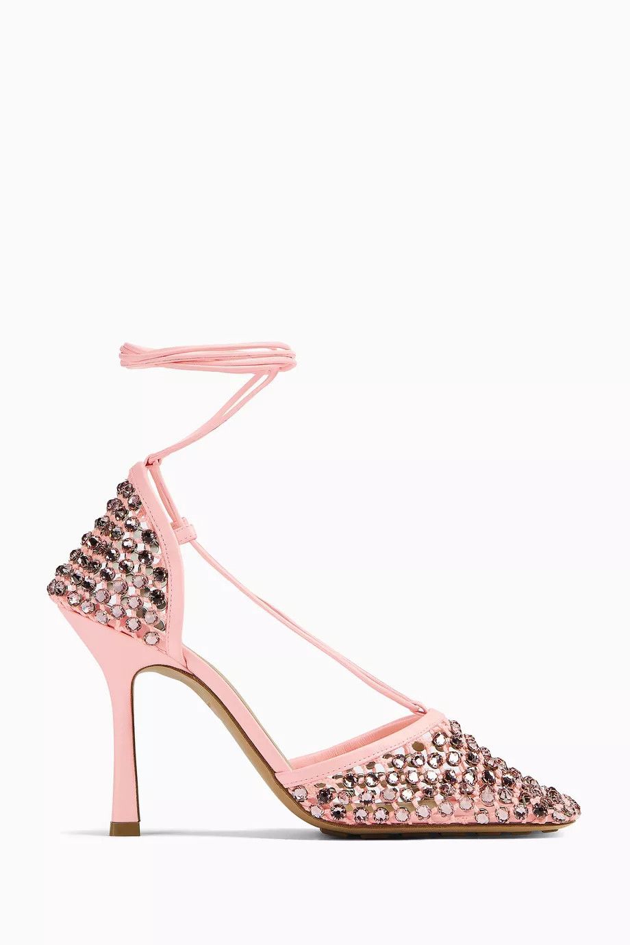 Bottega Veneta o1bcso1str0924 Sparkle Stretch Lace- Up Sandal in Pink Size US 10 / IT 40 - 1 Thumbnail