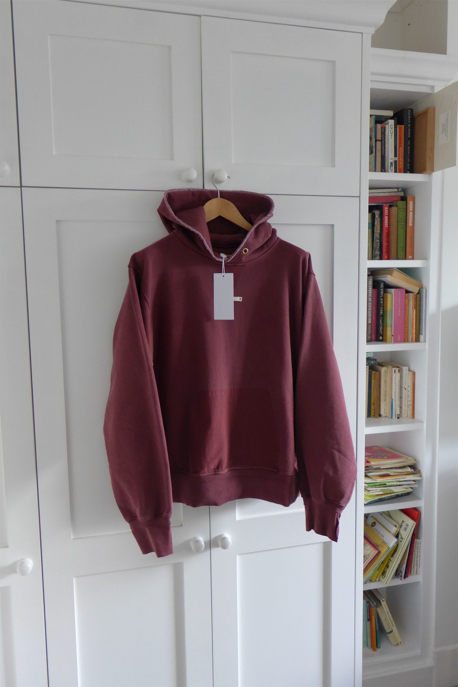 Maison Margiela Margiela Name Tag Hoodie - Washed Burgundy Cotton Size US S / EU 44-46 / 1 - 1 Thumbnail
