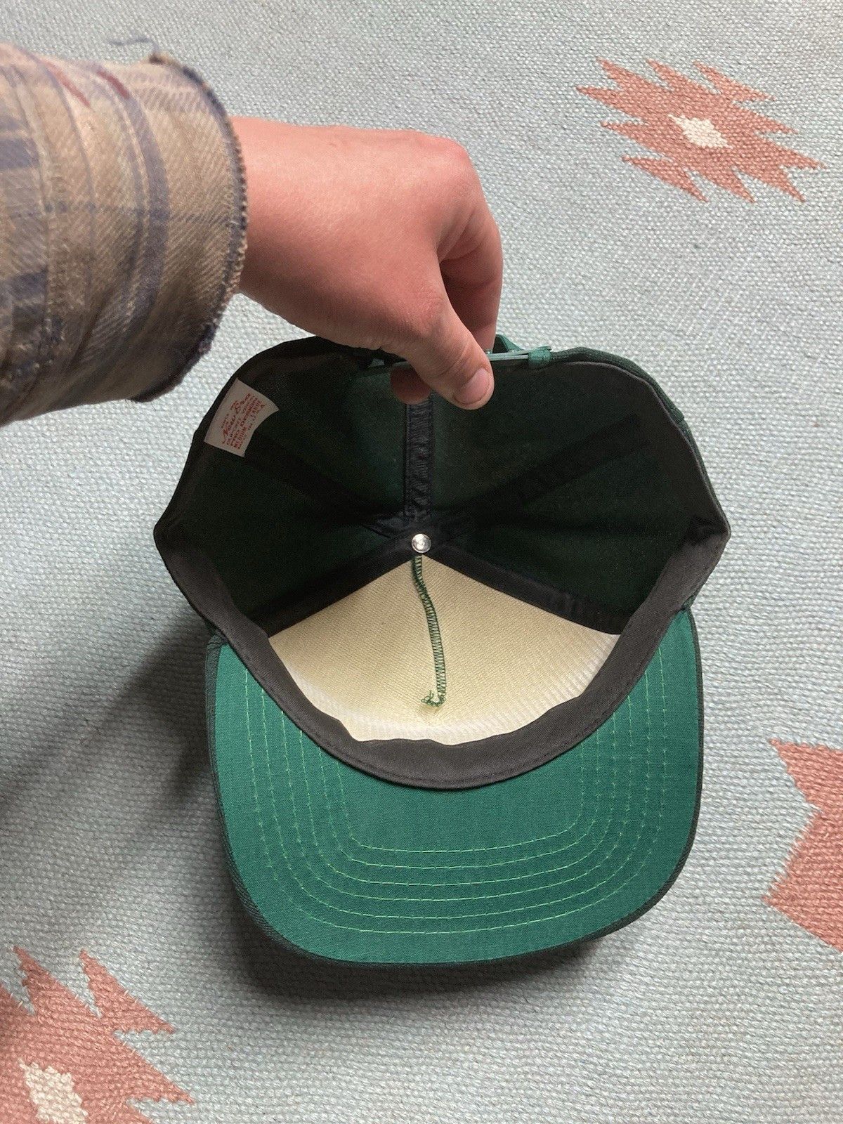 Vintage 80s SnapBack hat new era blank forest green made USA dupont Size ONE SIZE - 5 Thumbnail