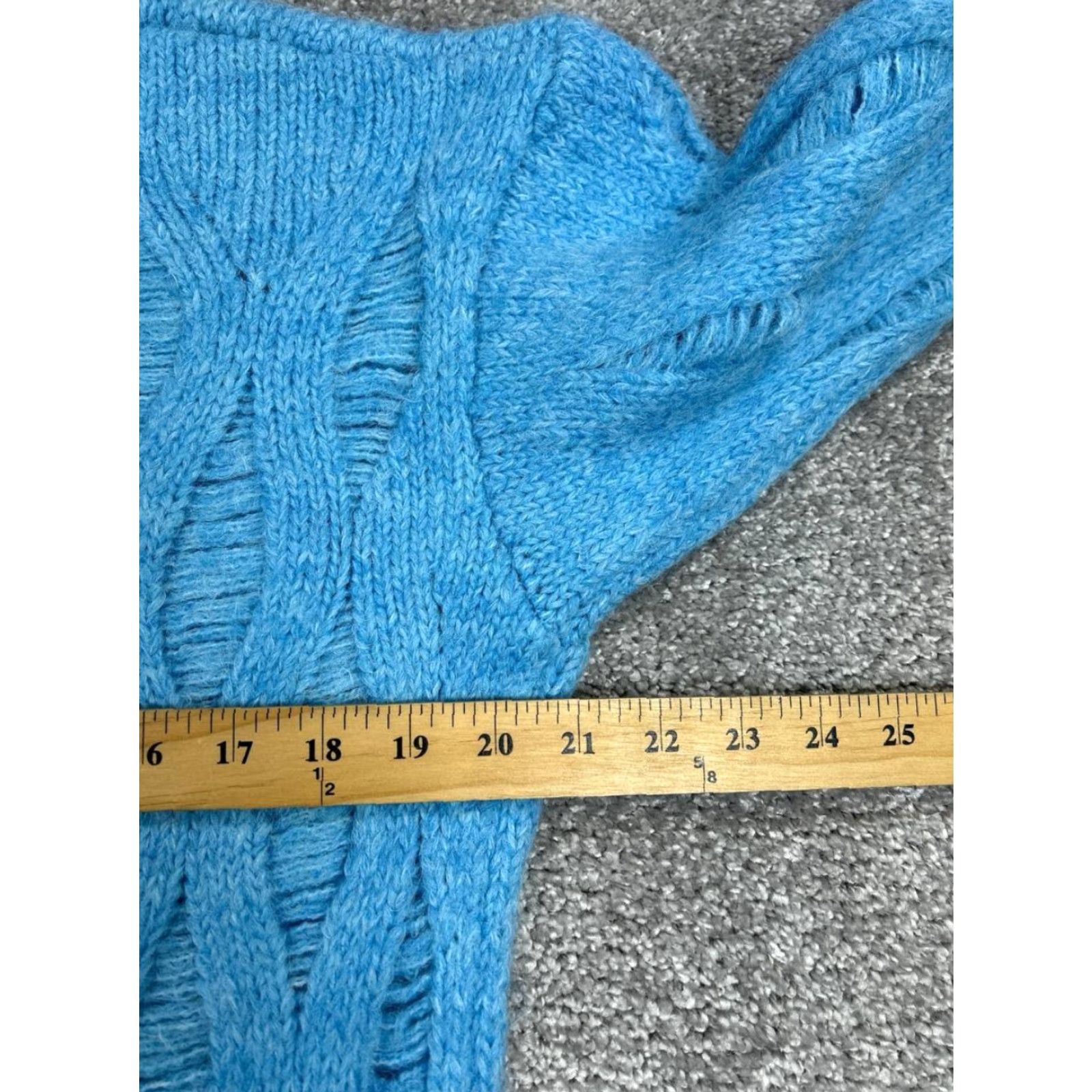 Zara Zara Womens Small Blue Cable Knit Pullover Sweater V-Neck Long Sleeve Casual Winter Fall Regular Size S / US 4 / IT 40 - 6 Thumbnail