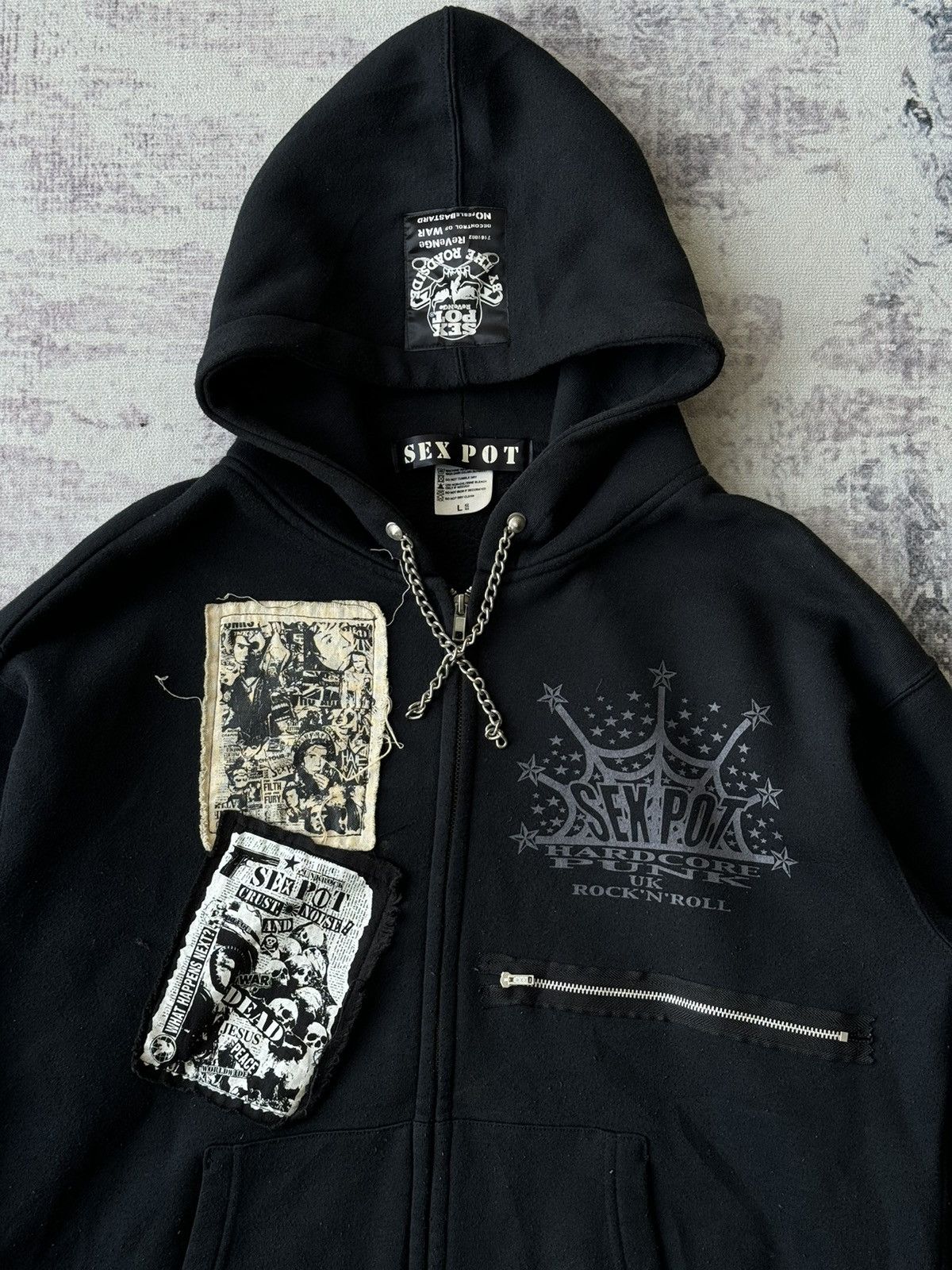 Japanese Brand Sex Pot Revenge Punk Riot Poem Chain Laces Hoodies Size US L / EU 52-54 / 3 - 4 Thumbnail