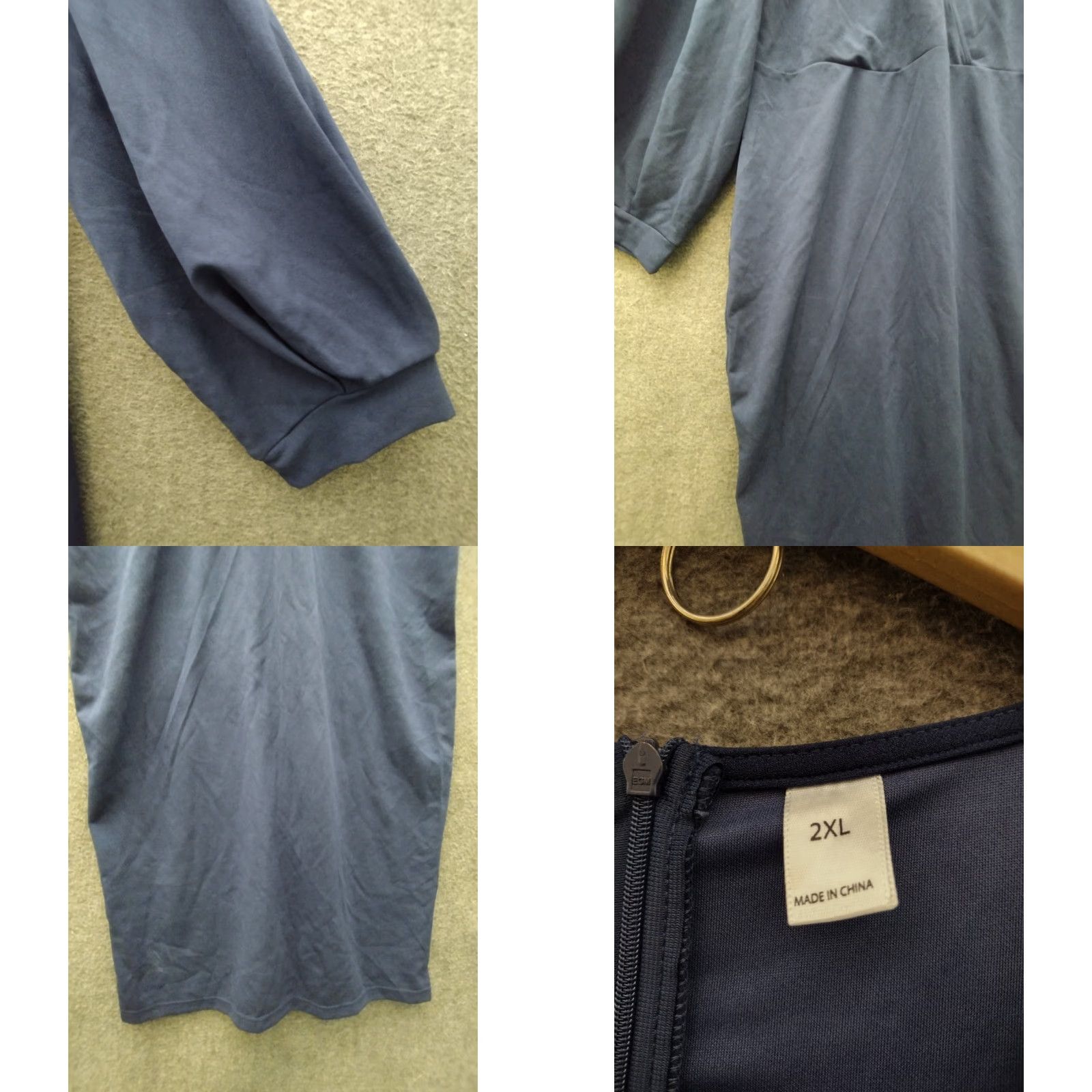 Vintage Women's Sheath Dress 2XL Navy Blue V-Neck 3/4 Sleeve Casual Size XXL / US 16-18 / IT 52-54 - 8 Thumbnail