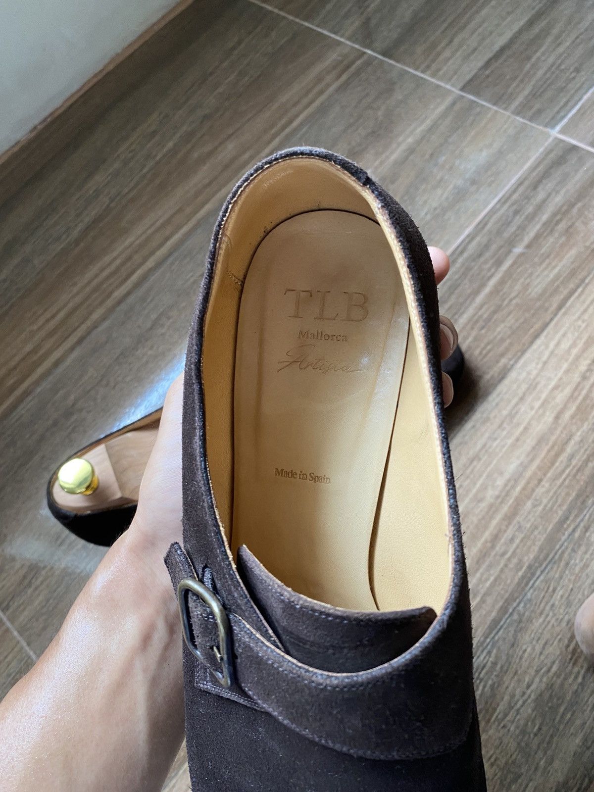 TLB Mallorca 196 Artista Dark Brown Suede Single monk strap Size US 8.5 / EU 41-42 - 6 Thumbnail