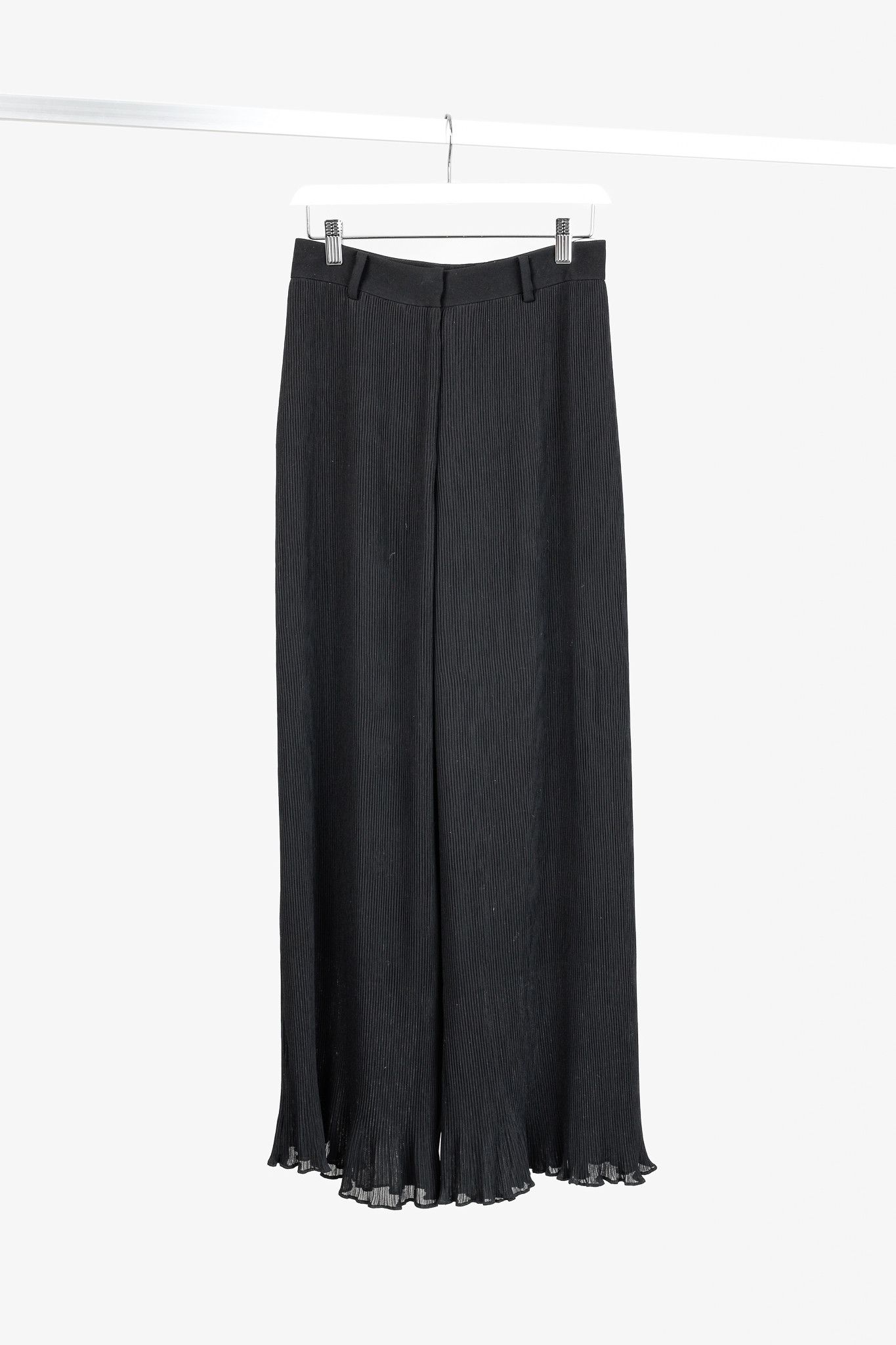 MCQ McQ Black Pleated Wide-Leg Lettuce-Hem Pants Size 26" / US 2 / IT 38 - 1 Thumbnail