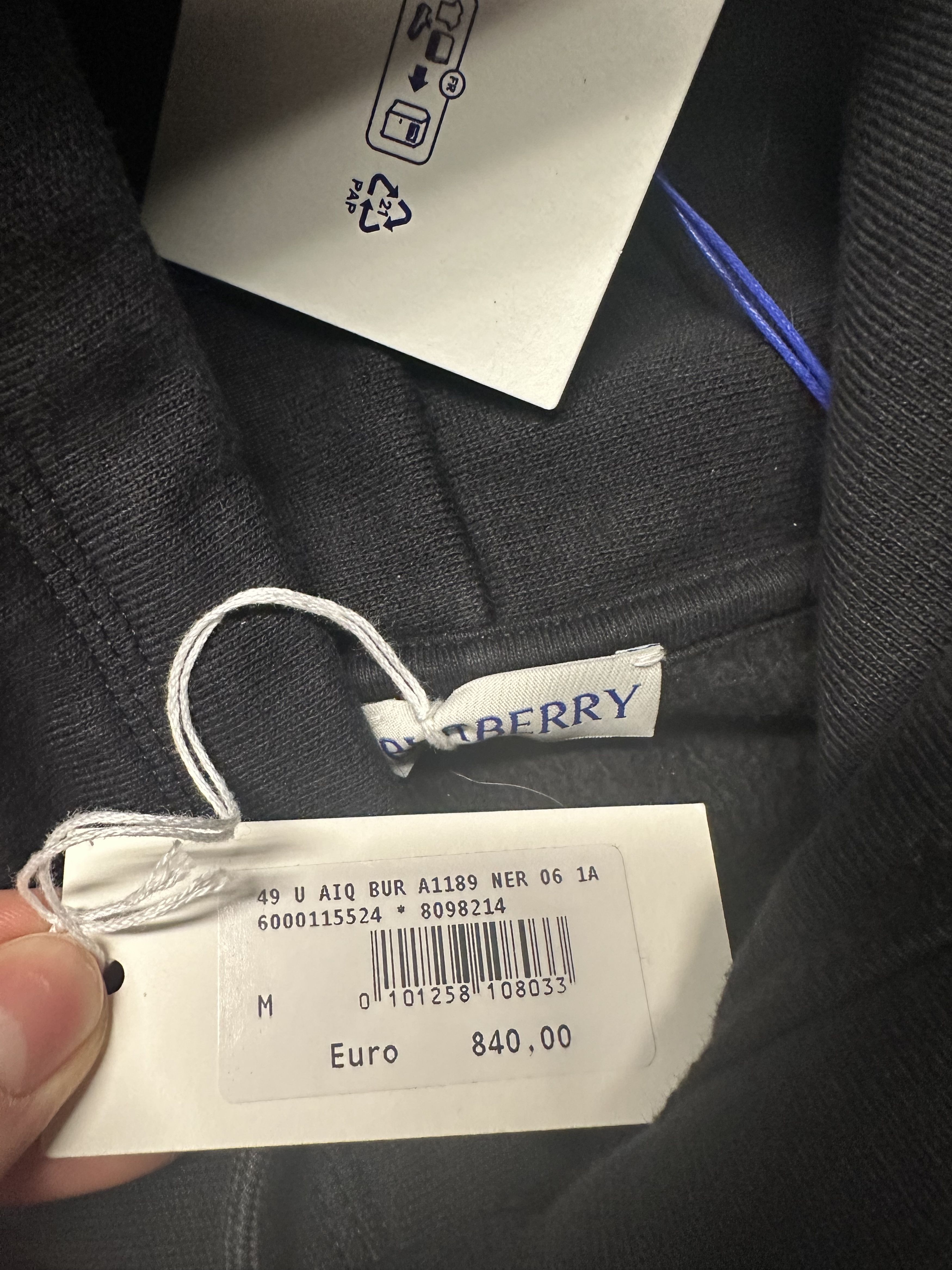 Burberry Black Cotton Blend Sweatshirt Size US M / EU 48-50 / 2 - 6 Thumbnail